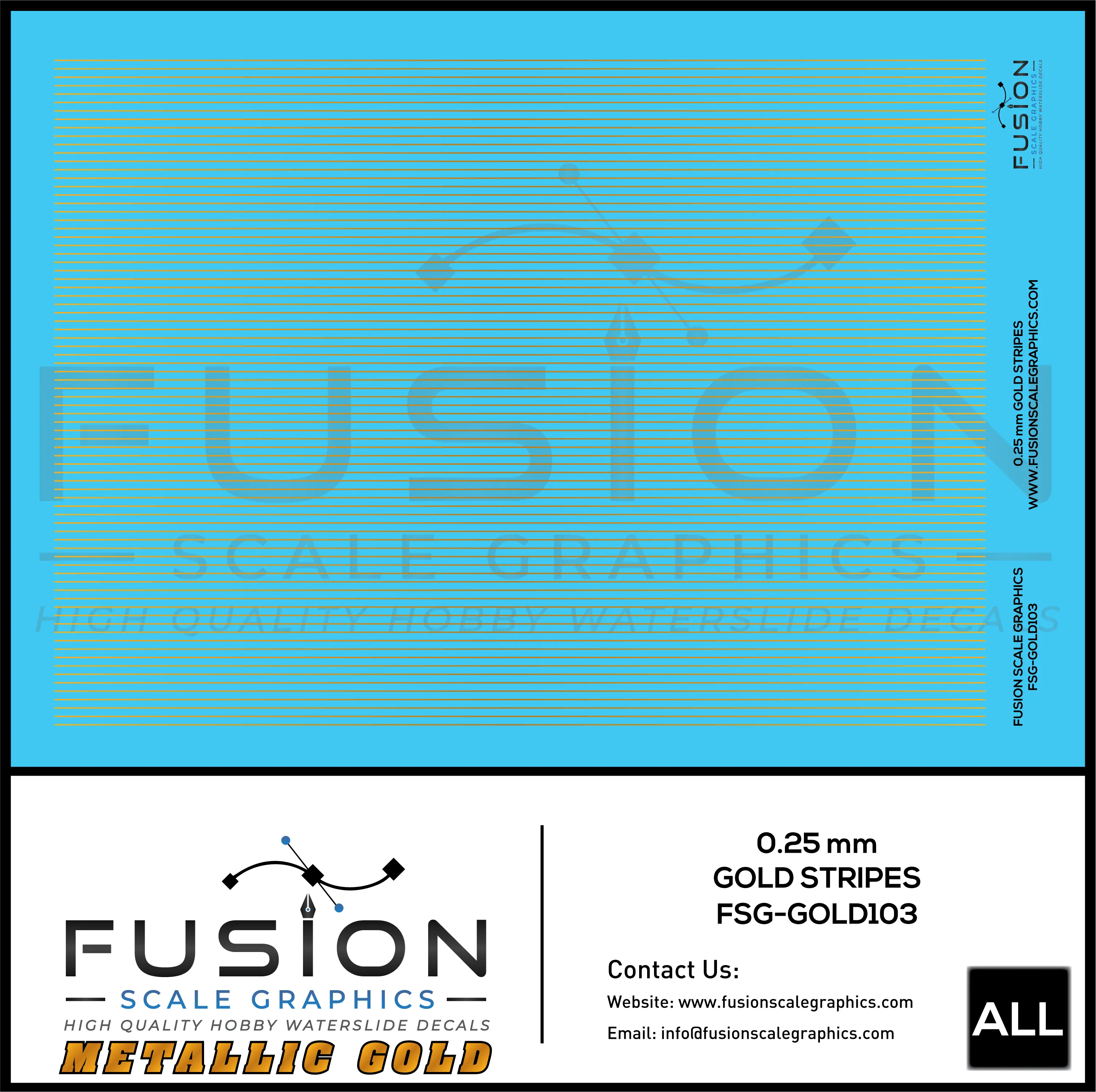 Metallic Gold 0.25mm Wide Gold Stripe Decal Set Fusion Scale Graphics