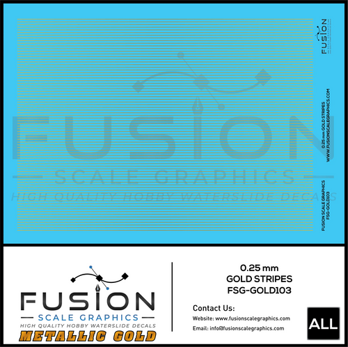 Metallic Gold 0.25mm Wide Gold Stripe Decal Set Fusion Scale Graphics