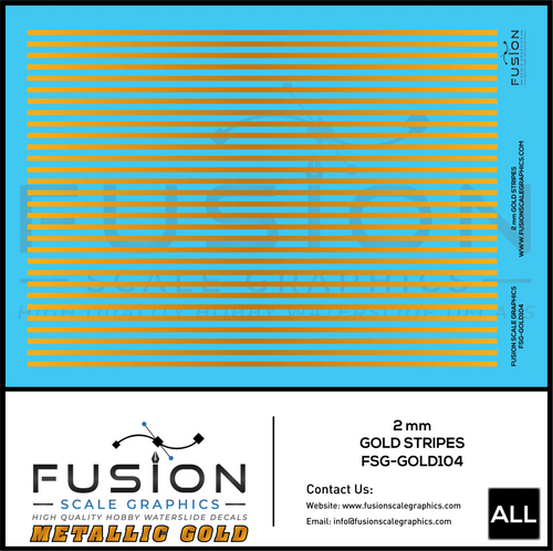 Metallic Gold 2mm Stripe Decal Set Fusion Scale Graphics