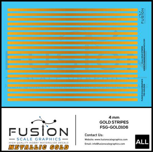 Metallic Gold 4mm Wide Gold Stripe Decal Set Fusion Scale Graphics