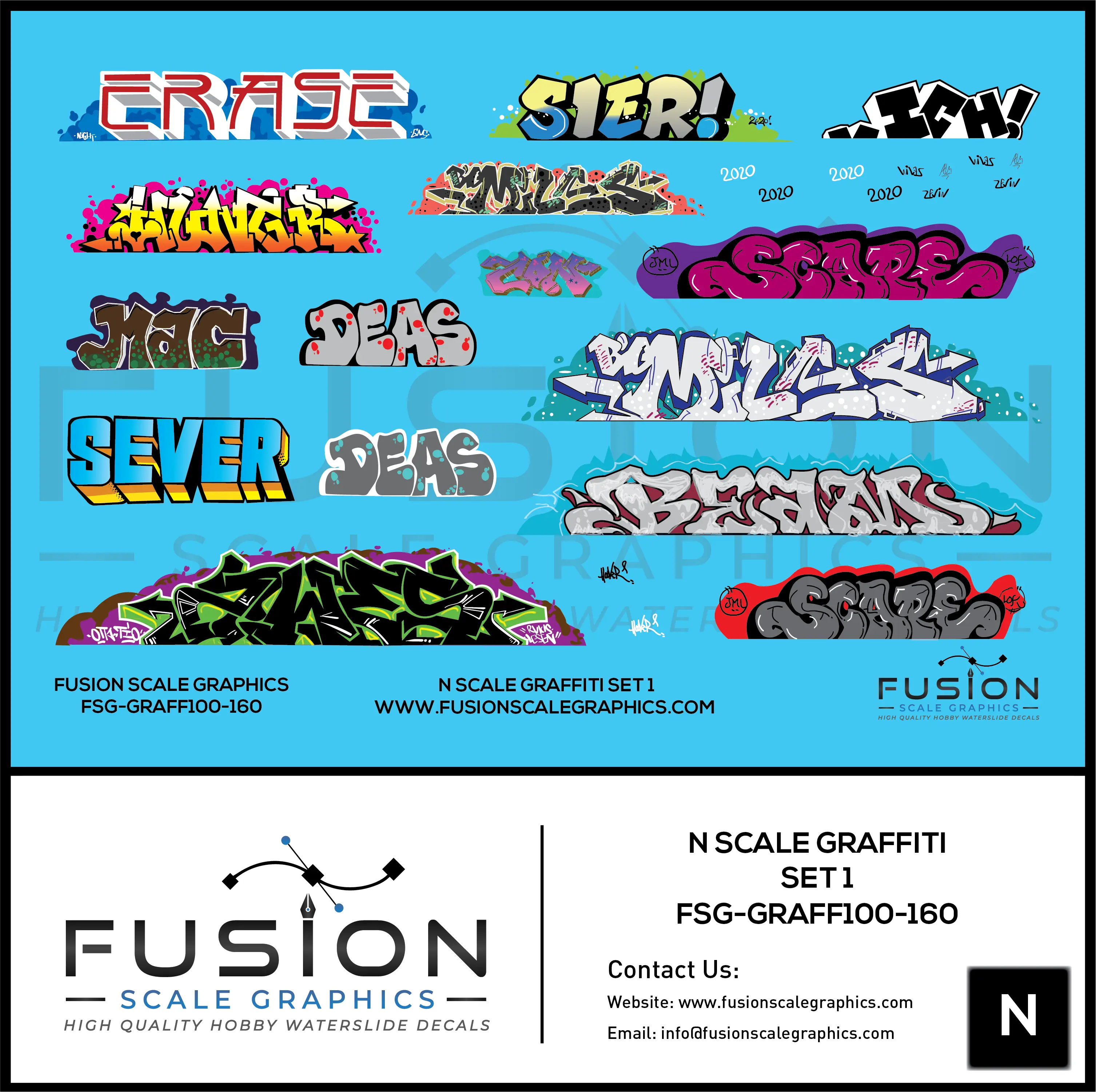 N Scale Graffiti Decal Set 1 Fusion Scale Graphics