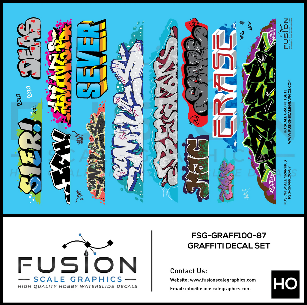 HO Scale Graffiti Decal Set 1 Fusion Scale Graphics
