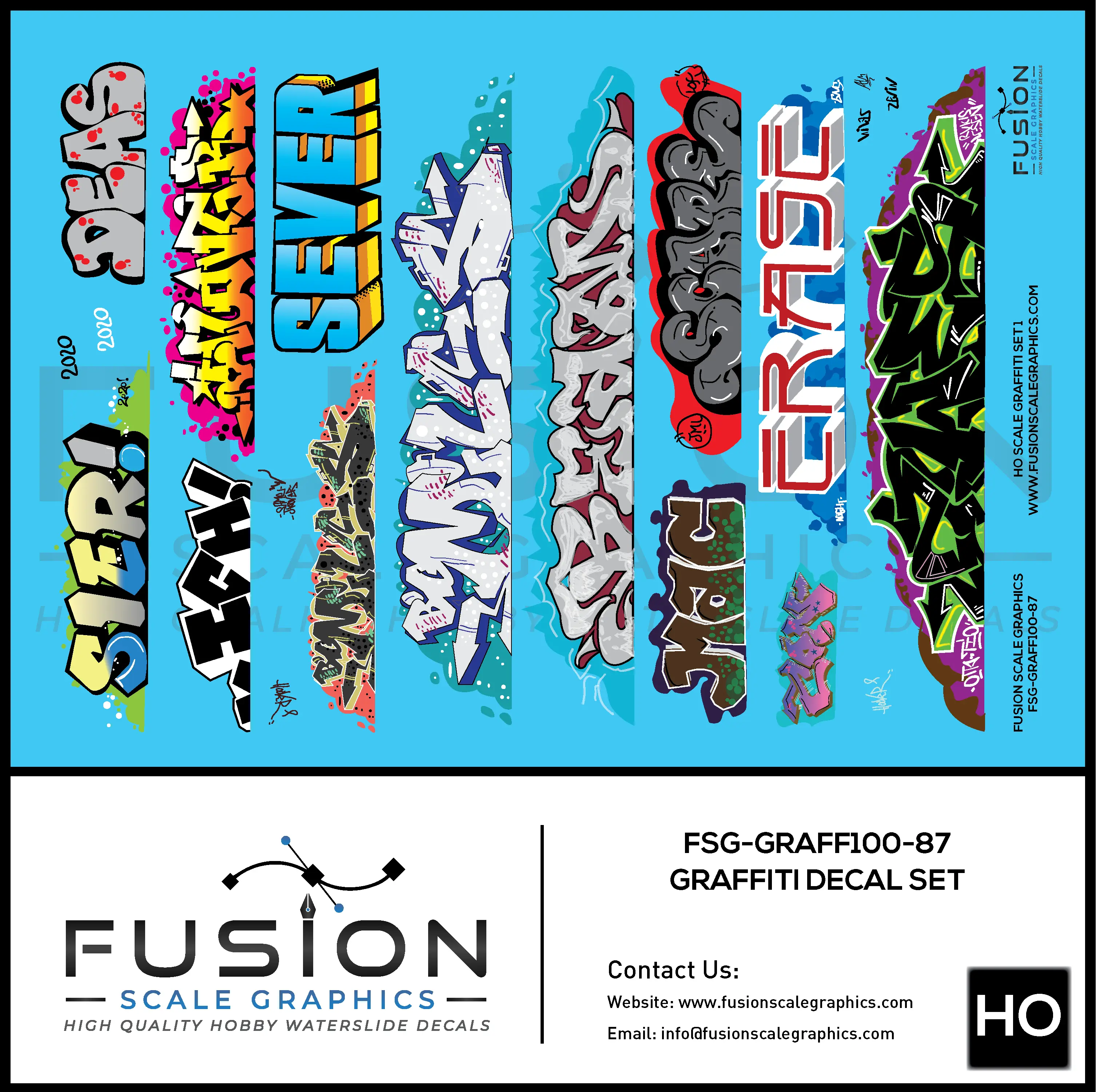 HO Scale Graffiti Decal Set 1 Fusion Scale Graphics