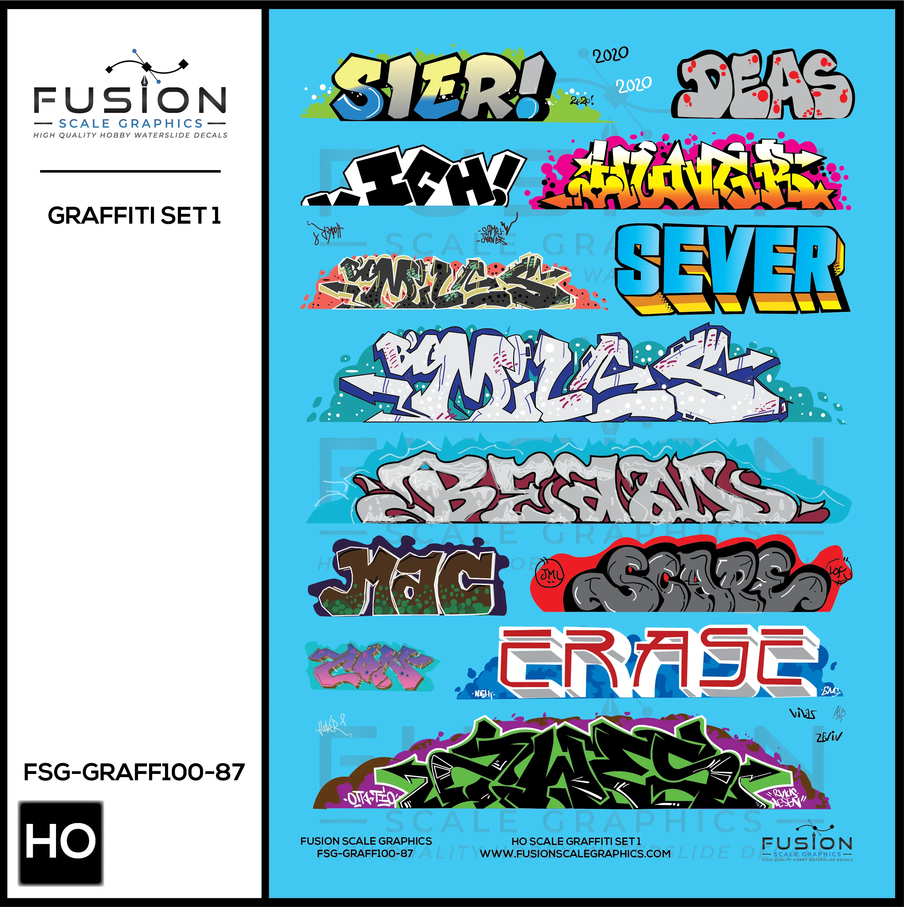 HO Scale Graffiti Decal Set 1 Fusion Scale Graphics