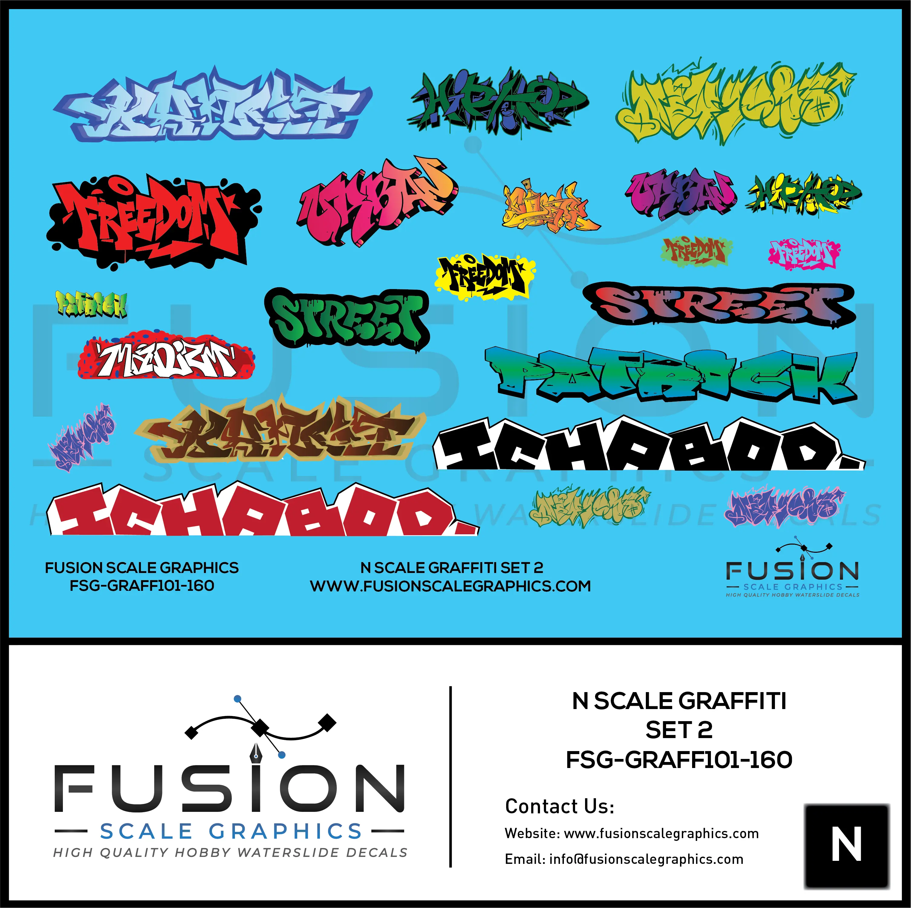 N Scale Graffiti Decal Set 2 Fusion Scale Graphics