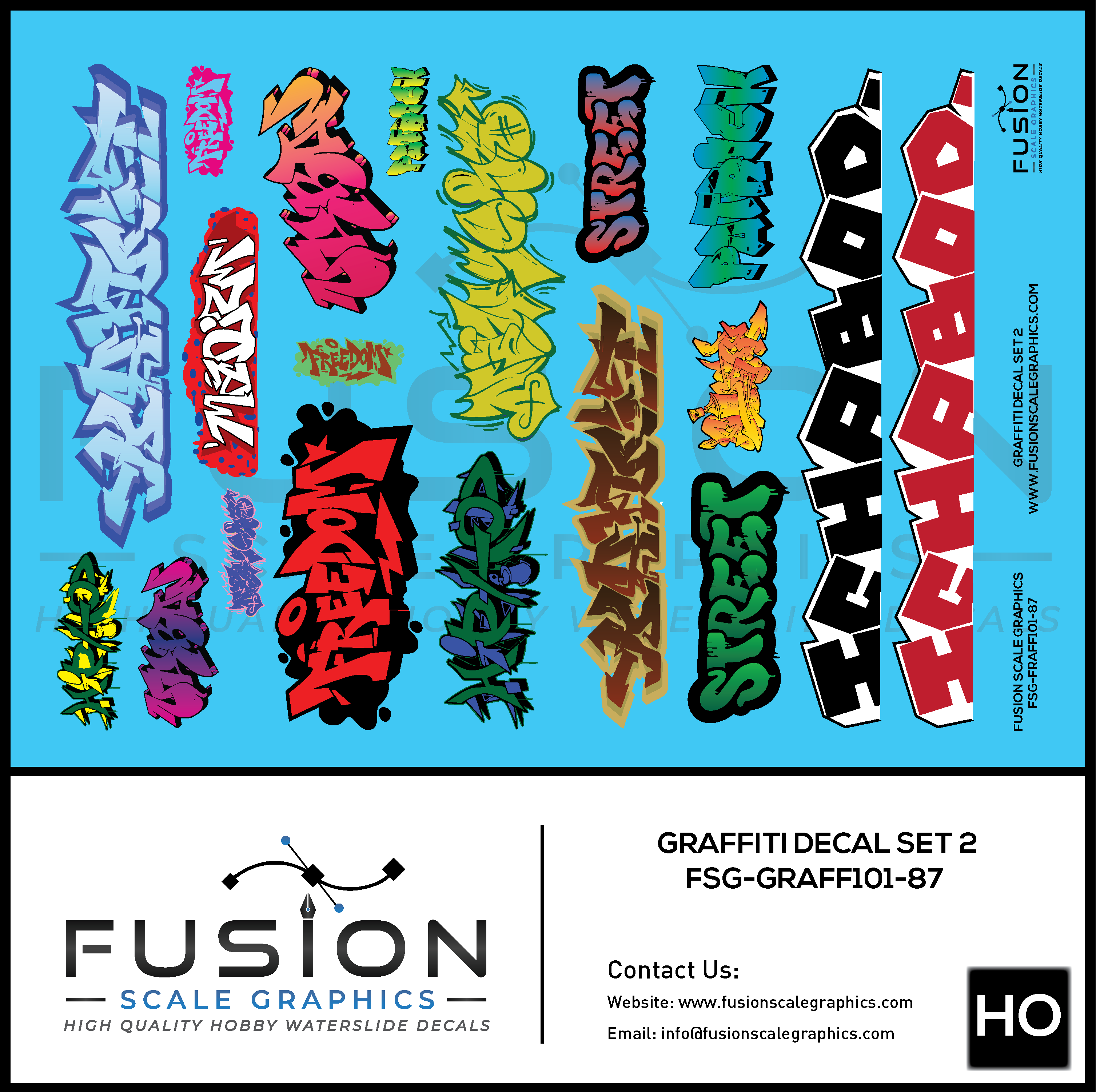 HO Scale Graffiti Decal Set 2 Fusion Scale Graphics