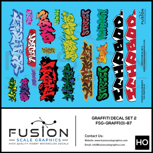 HO Scale Graffiti Decal Set 2 Fusion Scale Graphics
