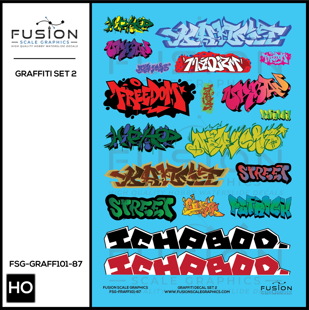 HO Scale Graffiti Decal Set 2 Fusion Scale Graphics
