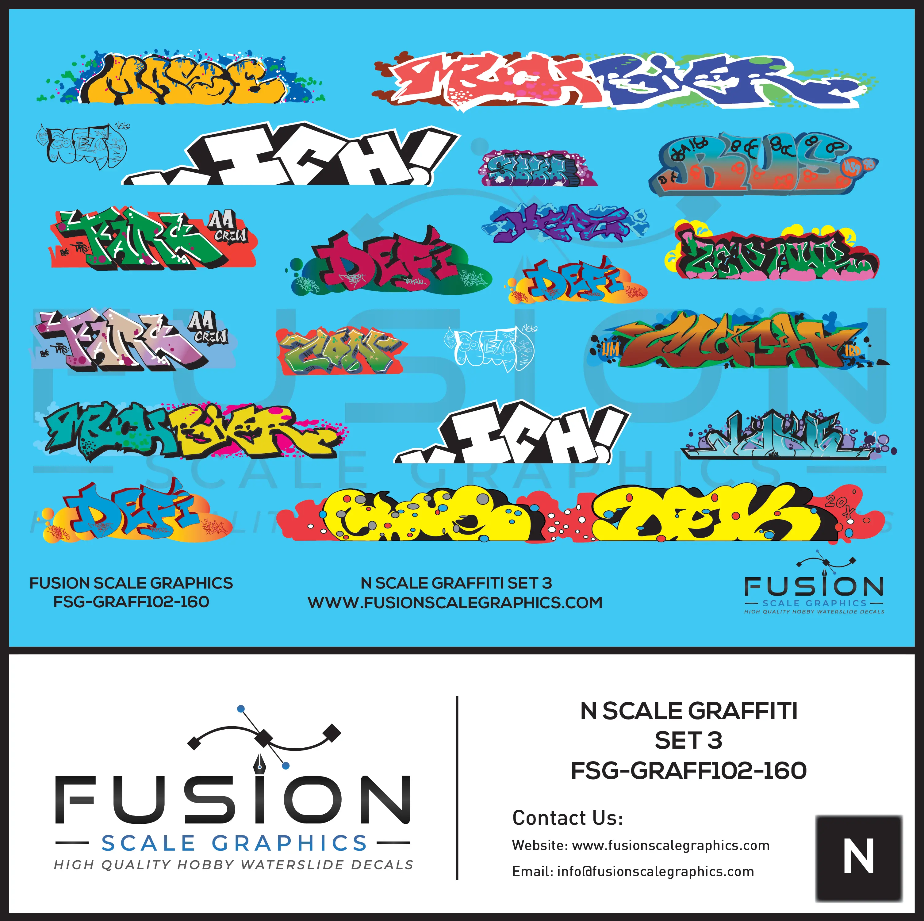 N Scale Graffiti Decal Set 3 Decal Set Fusion Scale Graphics