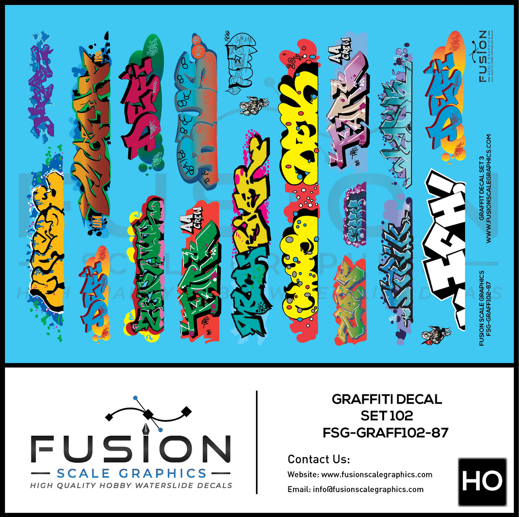 HO Scale Graffiti Decal Set 3 Fusion Scale Graphics