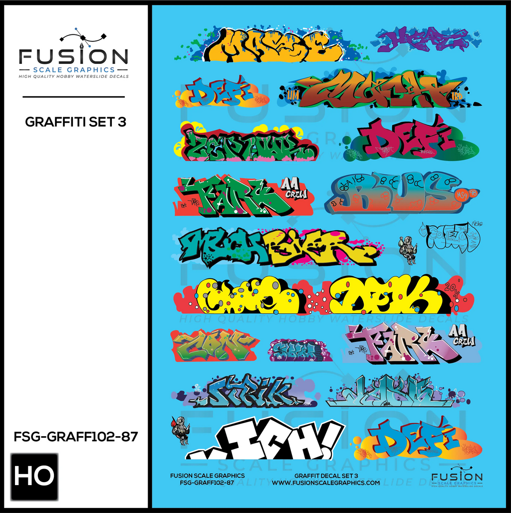 HO Scale Graffiti Decal Set 3 Fusion Scale Graphics