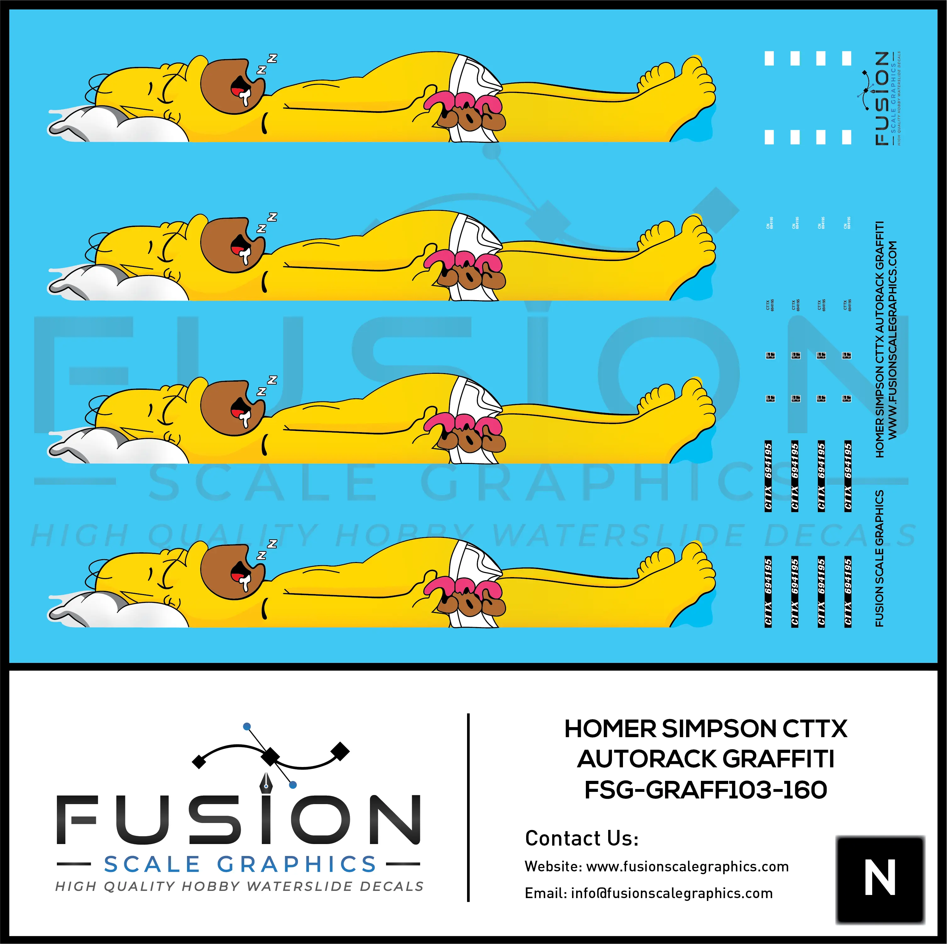 N Scale CTTX Autorack Graffiti Decal Set Fusion Scale Graphics