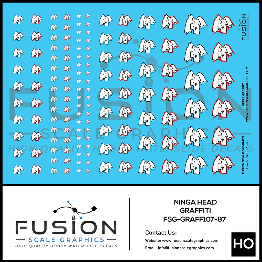 HO Scale Ninja Head Graffiti Decal Set Fusion Scale Graphics