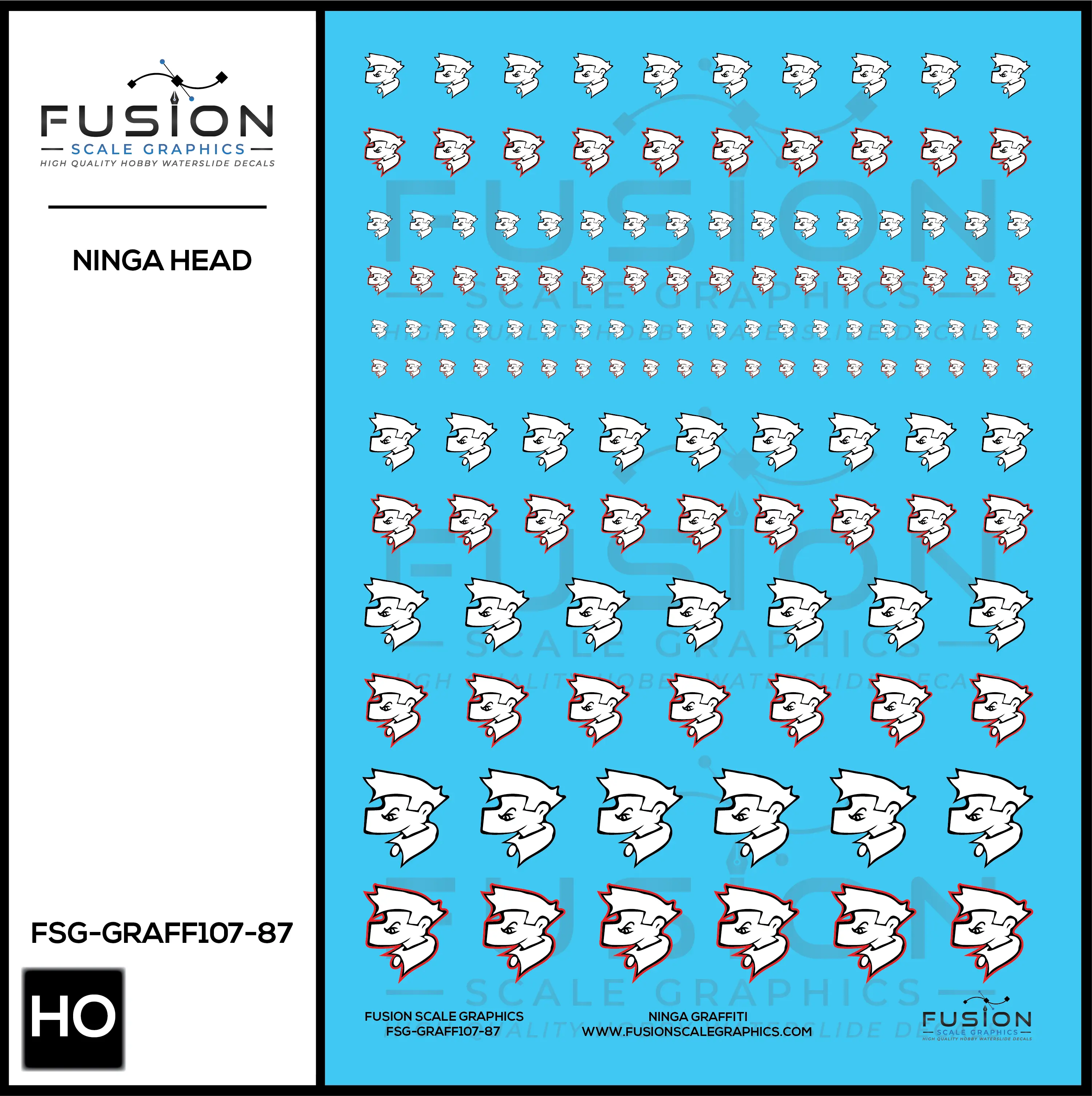 HO Scale Ninja Head Graffiti Decal Set Fusion Scale Graphics