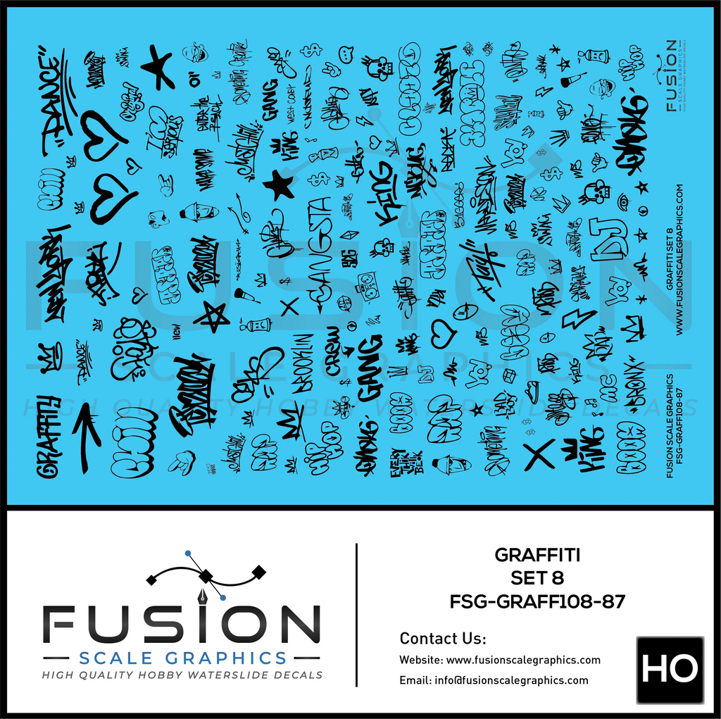 HO Scale Graffiti Decal Set 8 Fusion Scale Graphics
