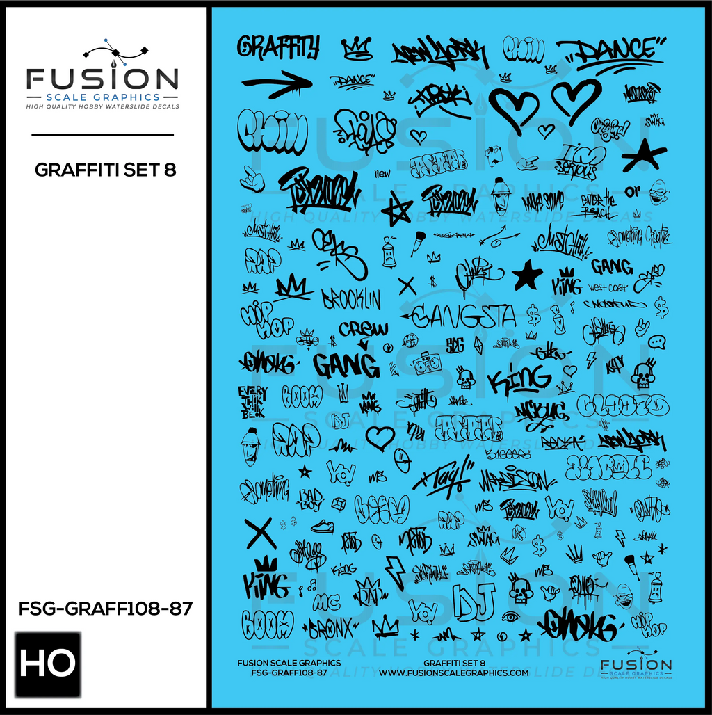 HO Scale Graffiti Decal Set 8 Fusion Scale Graphics