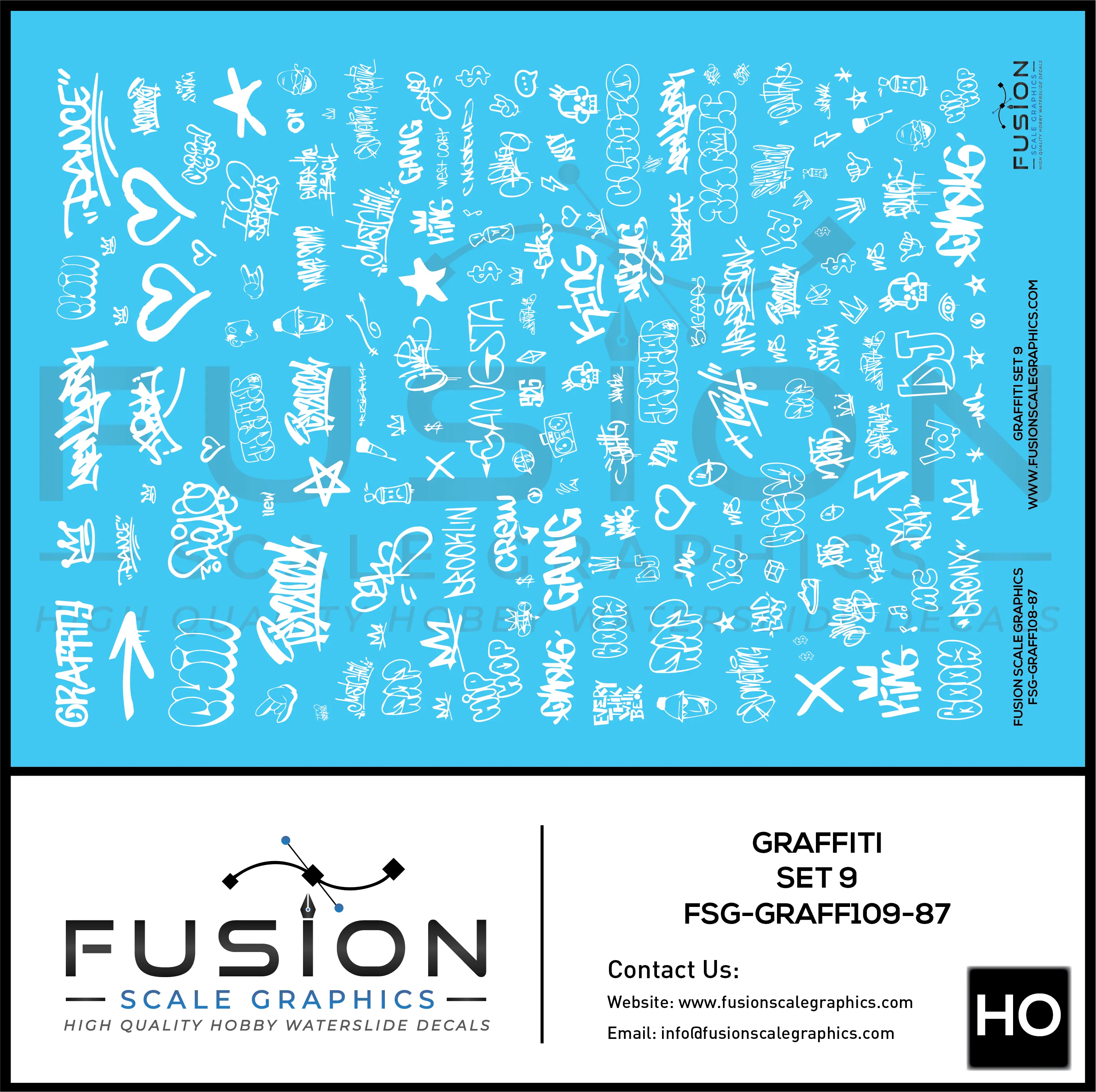 HO Scale Graffiti Decal Set 9 Fusion Scale Graphics