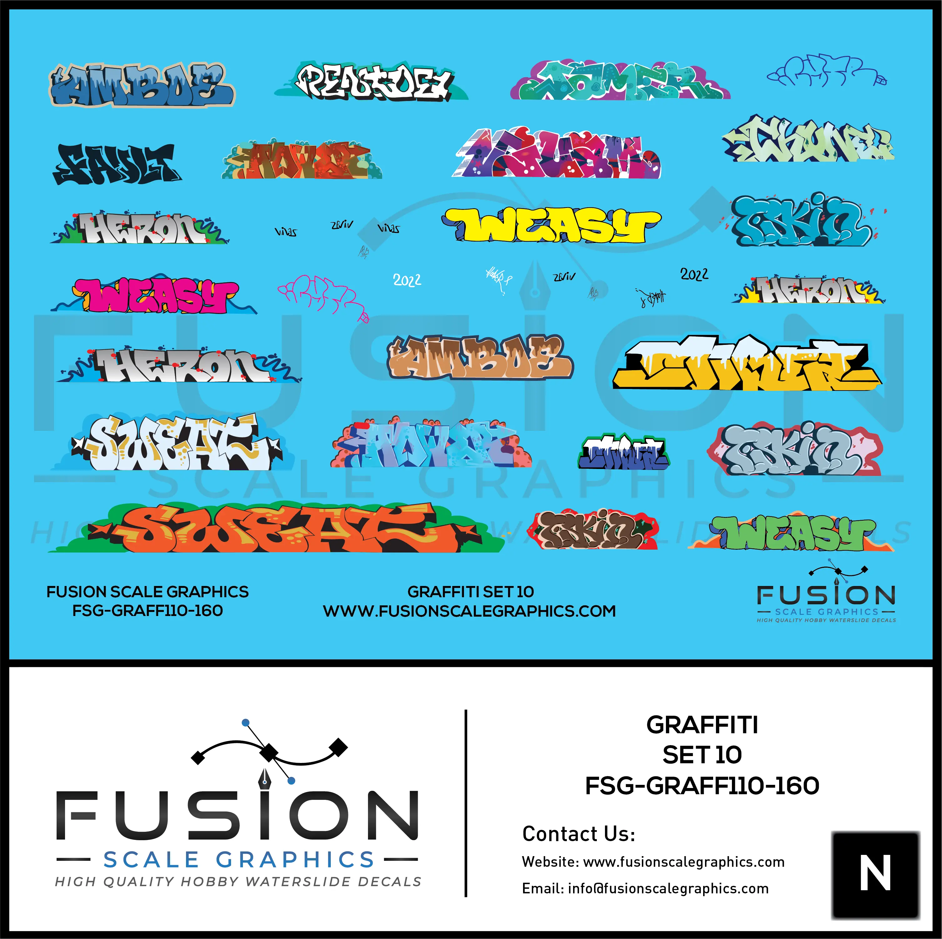 N Scale Graffiti Decal Set 10 Fusion Scale Graphics
