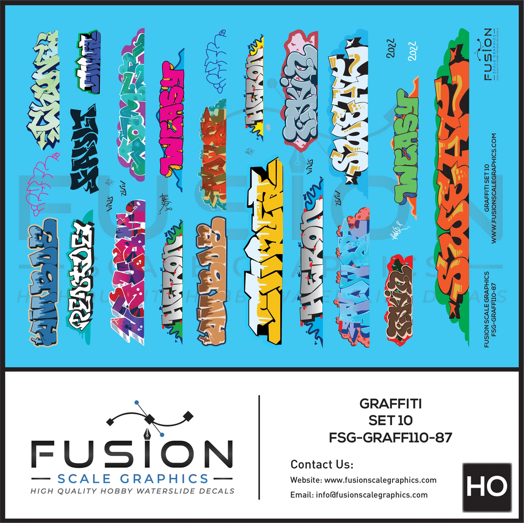 HO Scale Graffiti Decal Set 10 Fusion Scale Graphics