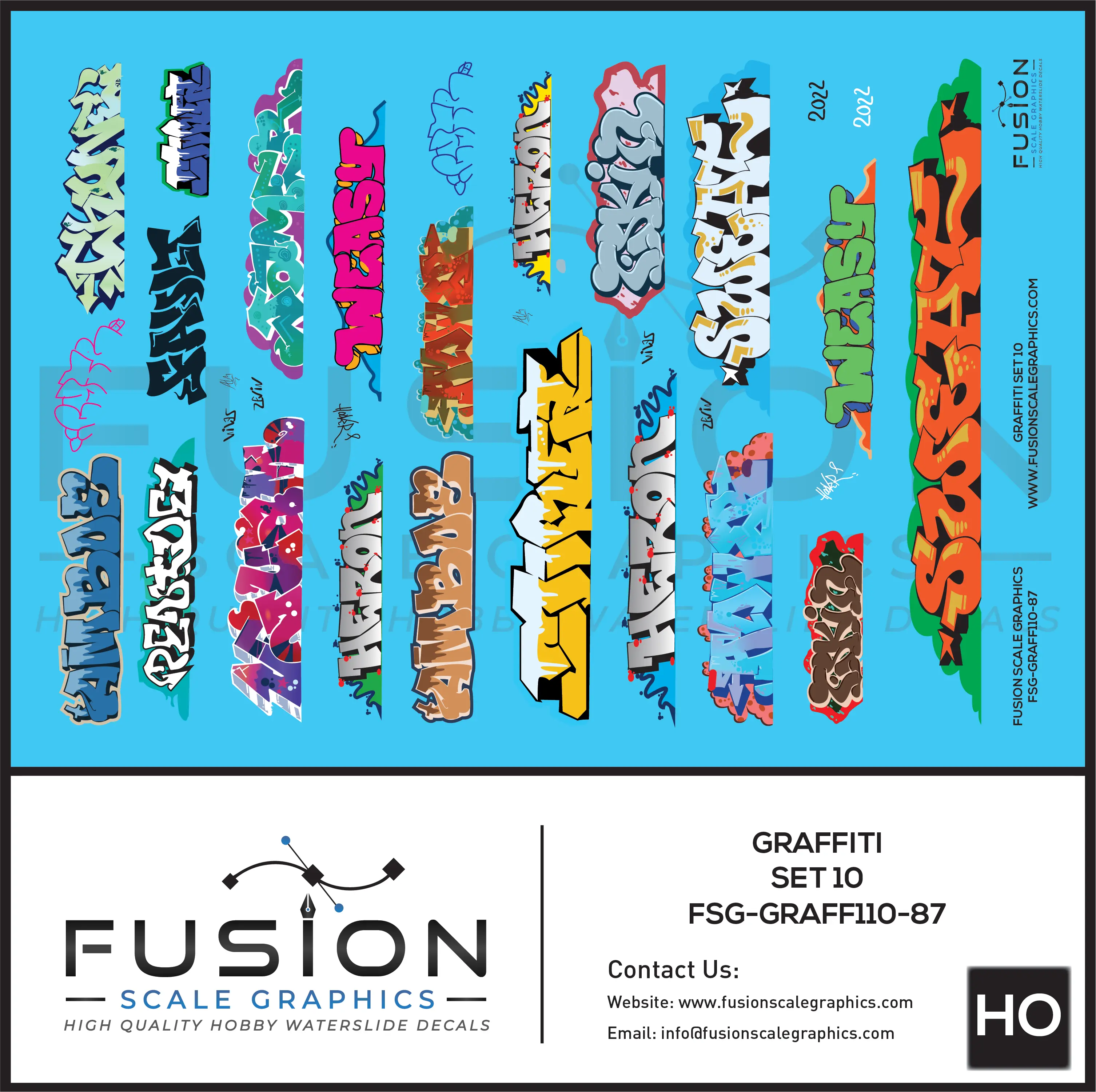 HO Scale Graffiti Decal Set 10 Fusion Scale Graphics