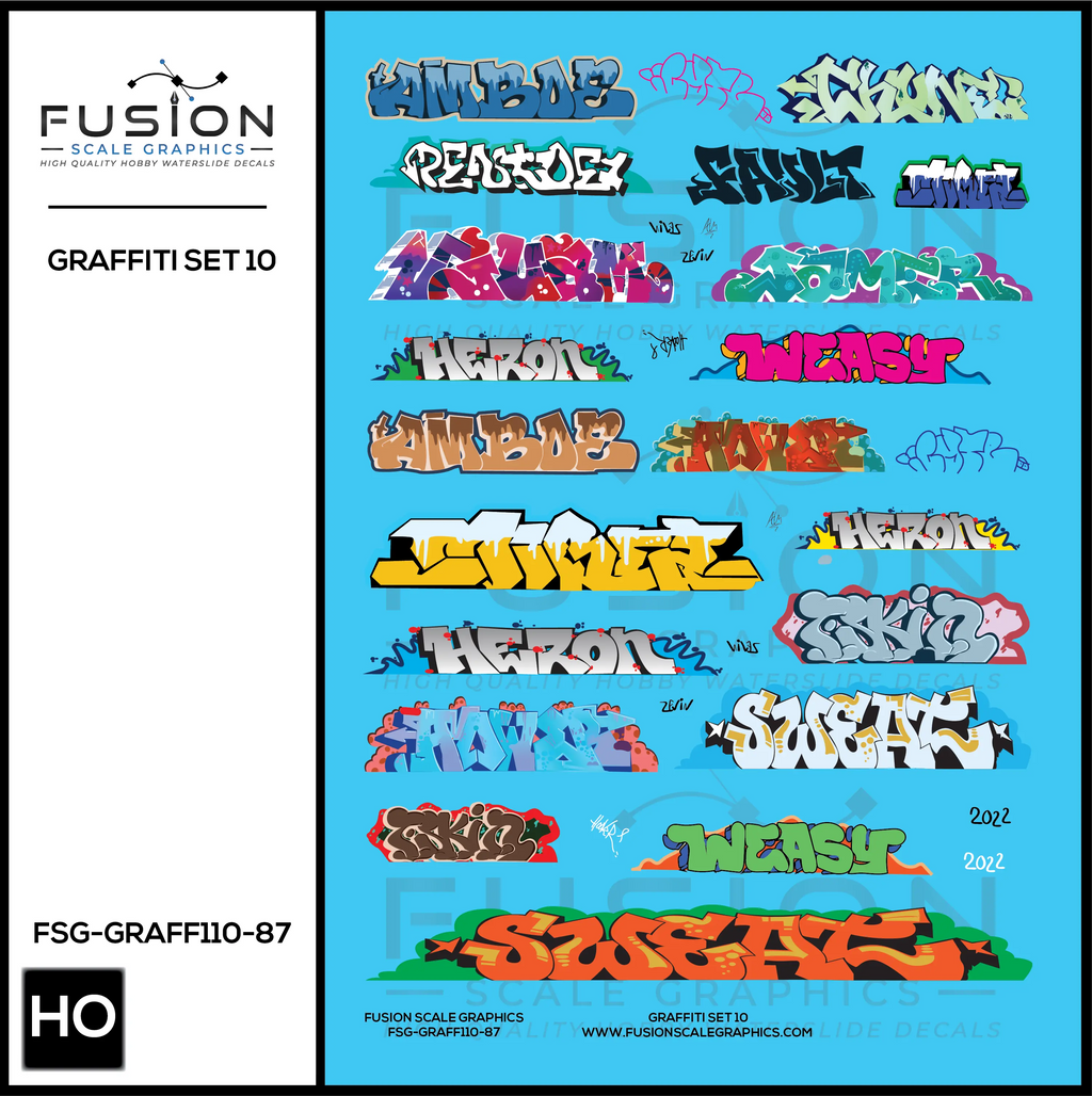 HO Scale Graffiti Decal Set 10 Fusion Scale Graphics