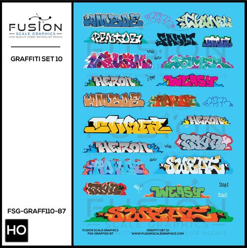 HO Scale Graffiti Decal Set 10 Fusion Scale Graphics