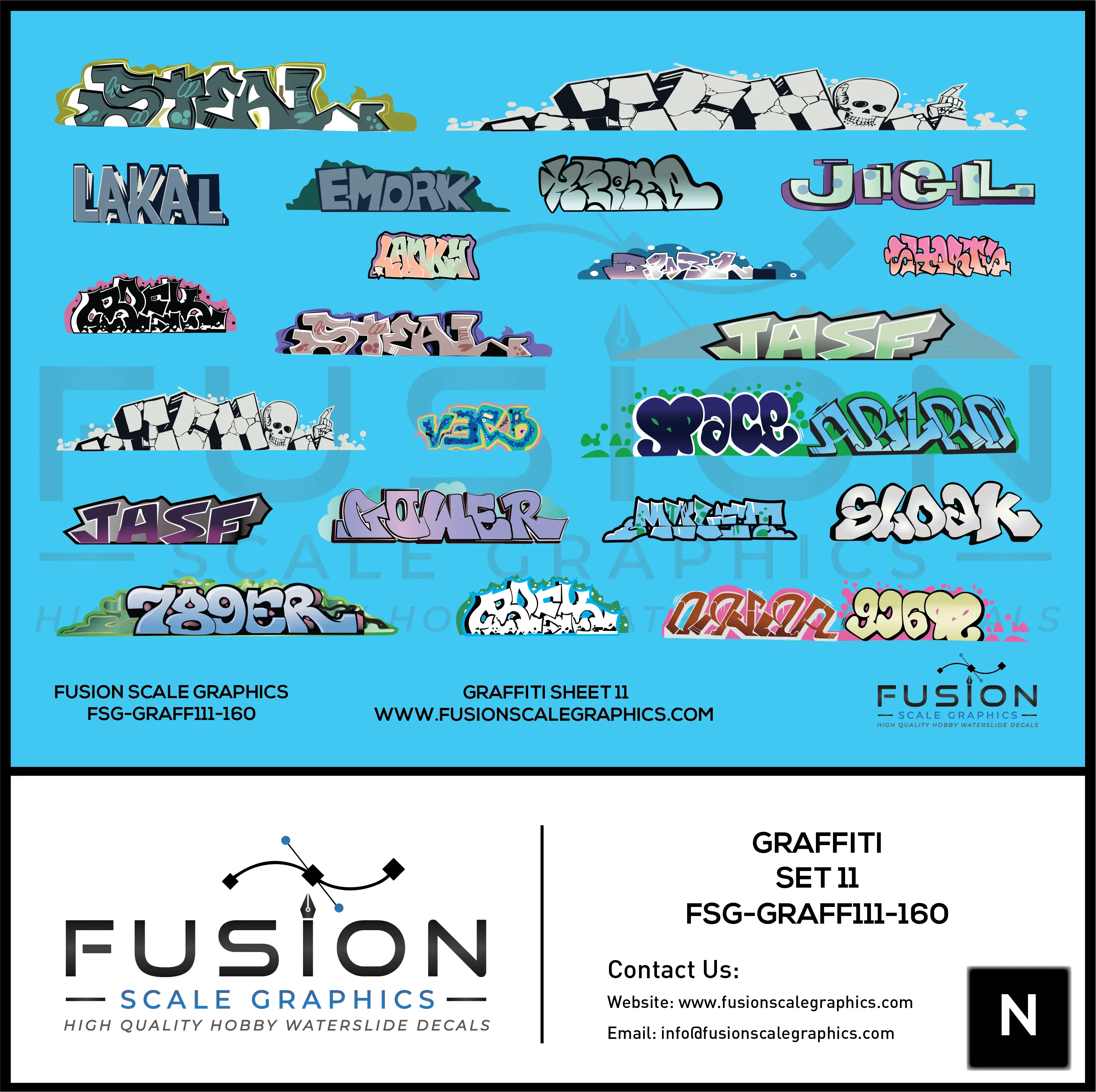 N Scale Graffiti Decal Set 11 Fusion Scale Graphics