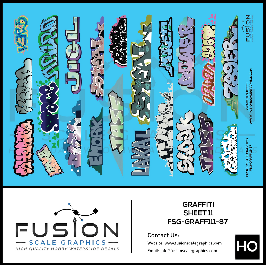 HO Scale Graffiti Decal Set 11 Fusion Scale Graphics