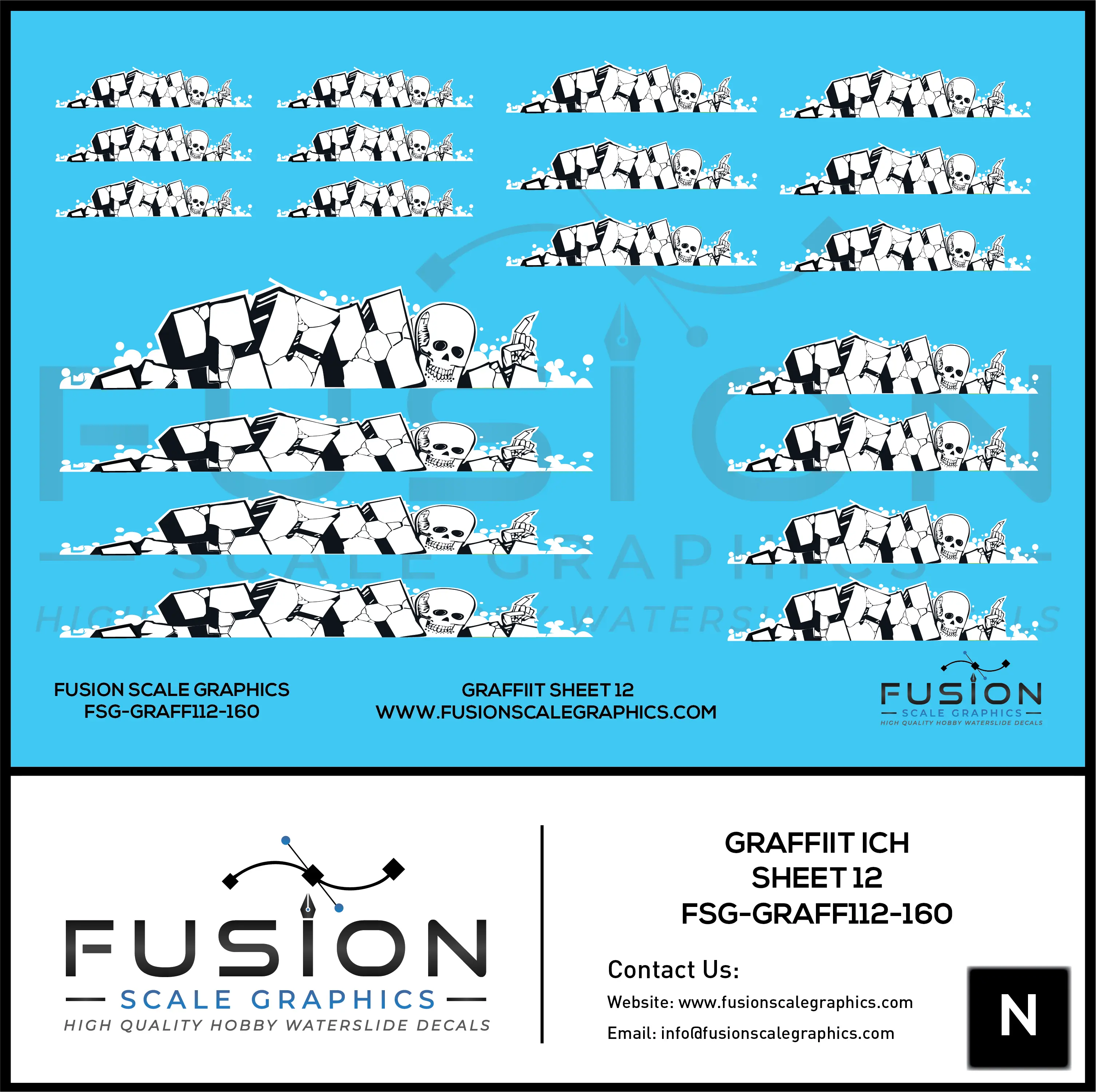 N Scale Graffiti Decal Set 12 ICH Ichabod Fusion Scale Graphics