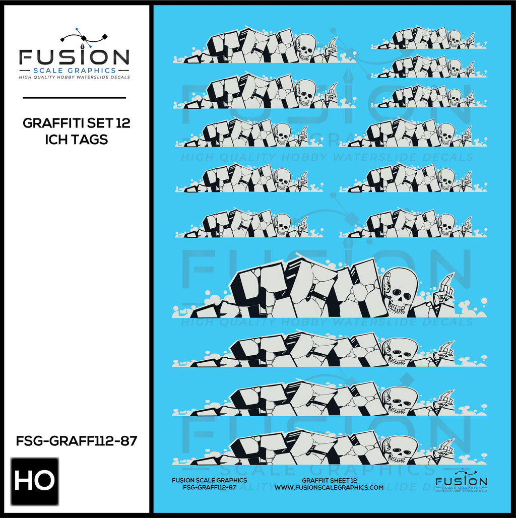 HO Scale Graffiti Decal Set 12 Fusion Scale Graphics