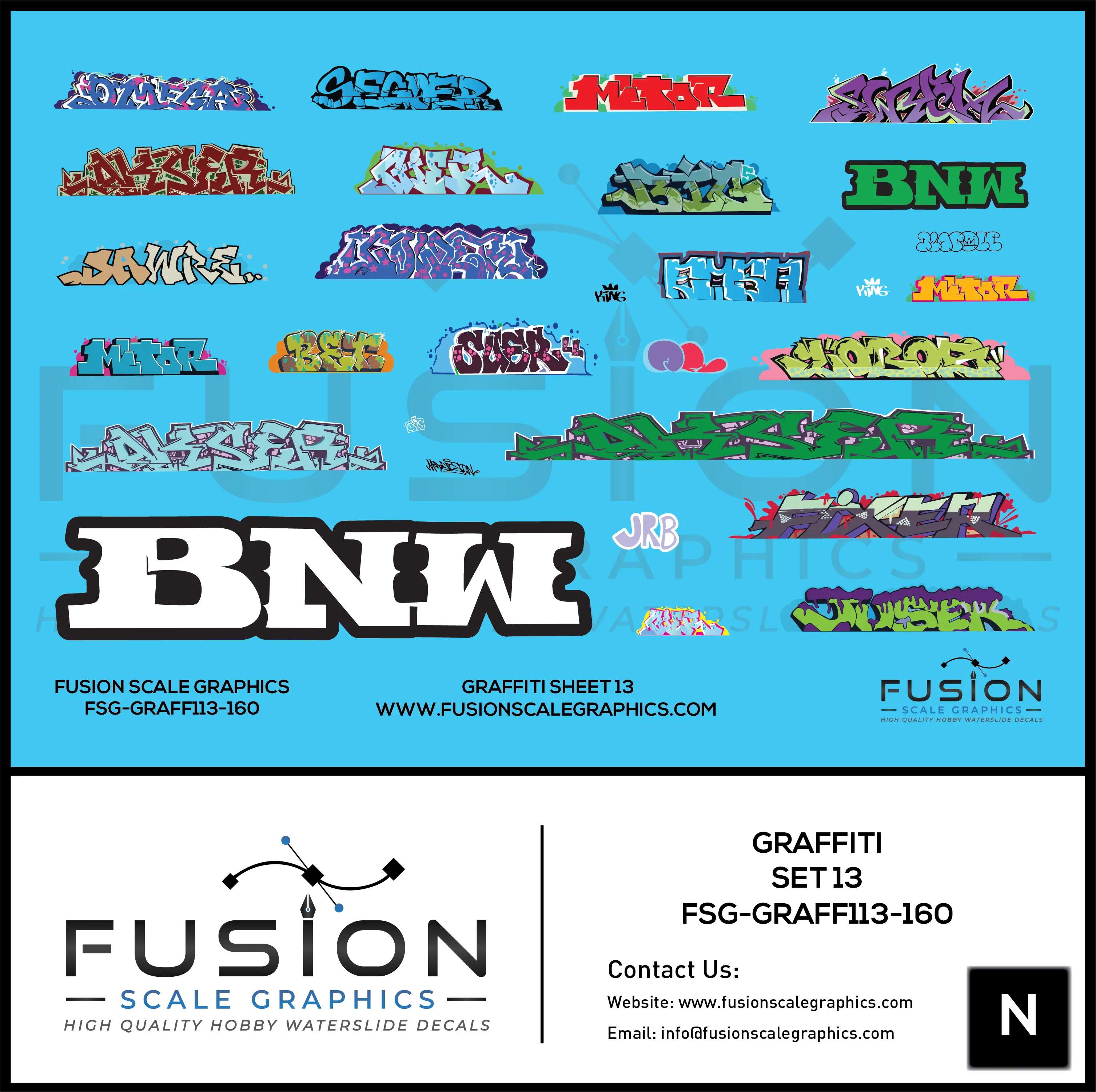 N Scale Graffiti Decal Set 13 Fusion Scale Graphics