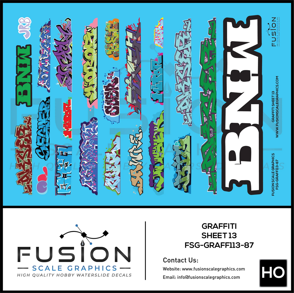 HO Scale Graffiti Decal Set 13 Fusion Scale Graphics