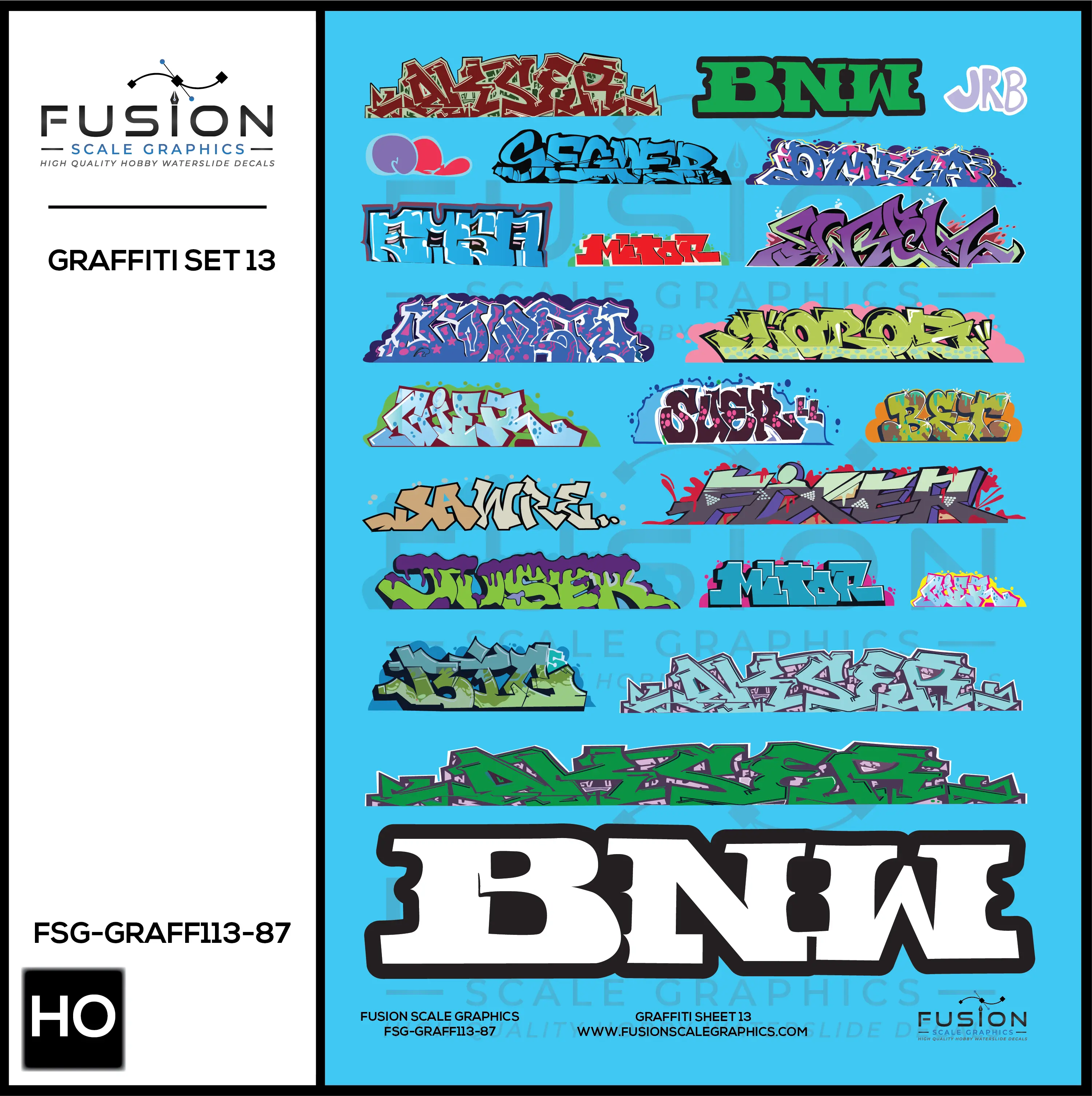 HO Scale Graffiti Decal Set 13 Fusion Scale Graphics