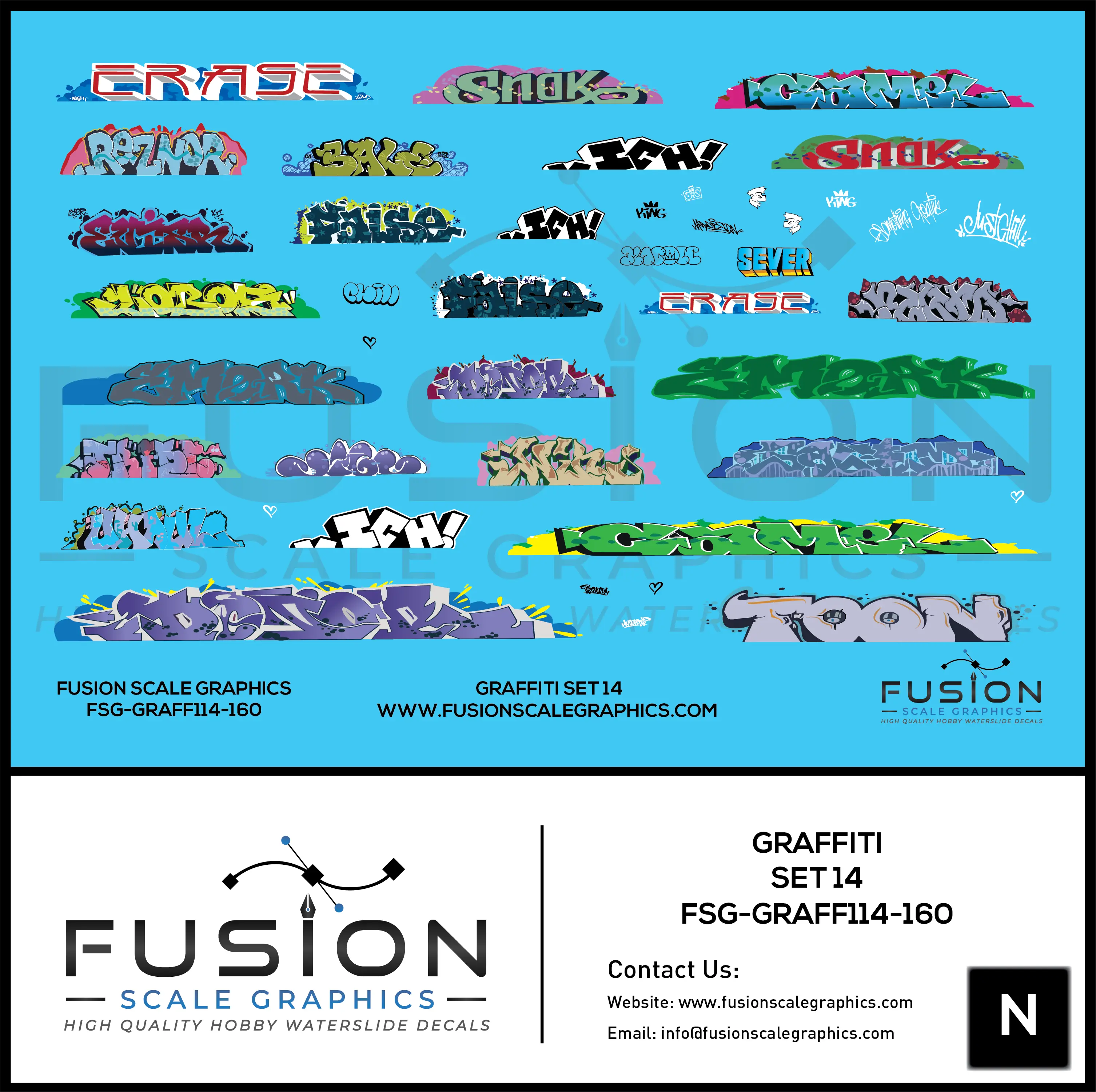 N Scale Graffiti Decal Set 14 Fusion Scale Graphics