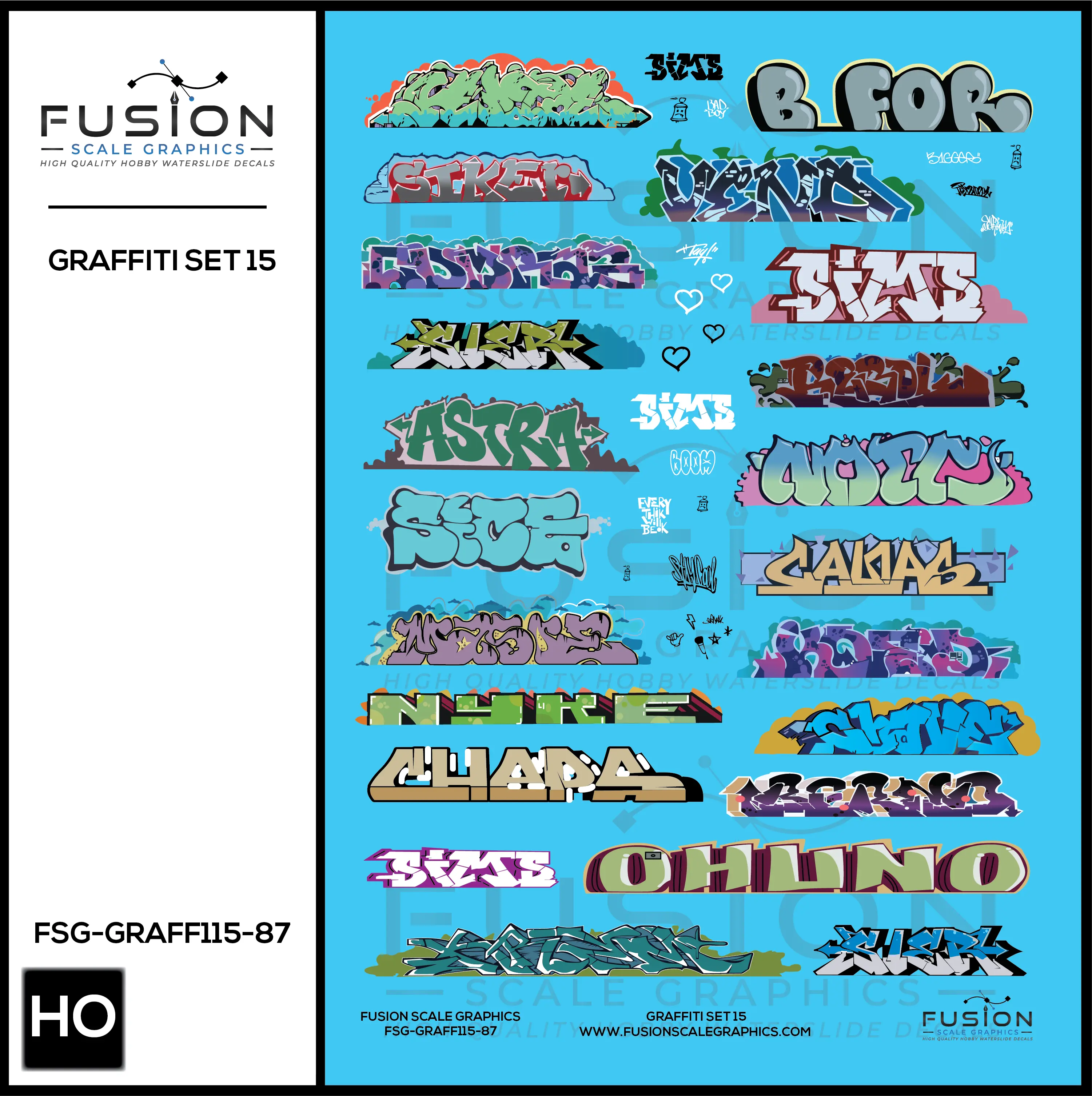 HO Scale Graffiti Decal Set 15 Fusion Scale Graphics