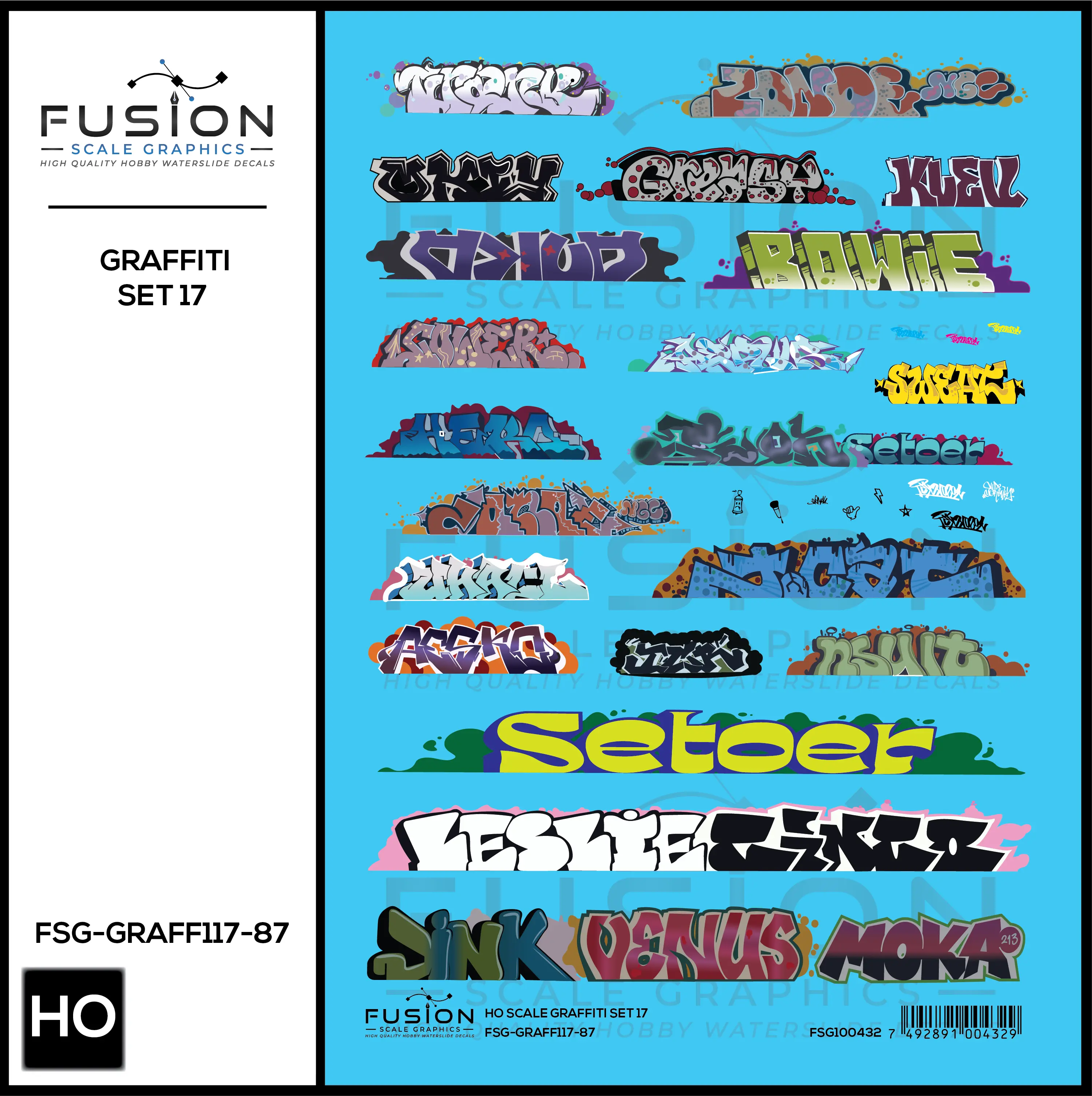 HO Scale Graffiti Decal Set 17 Fusion Scale Graphics