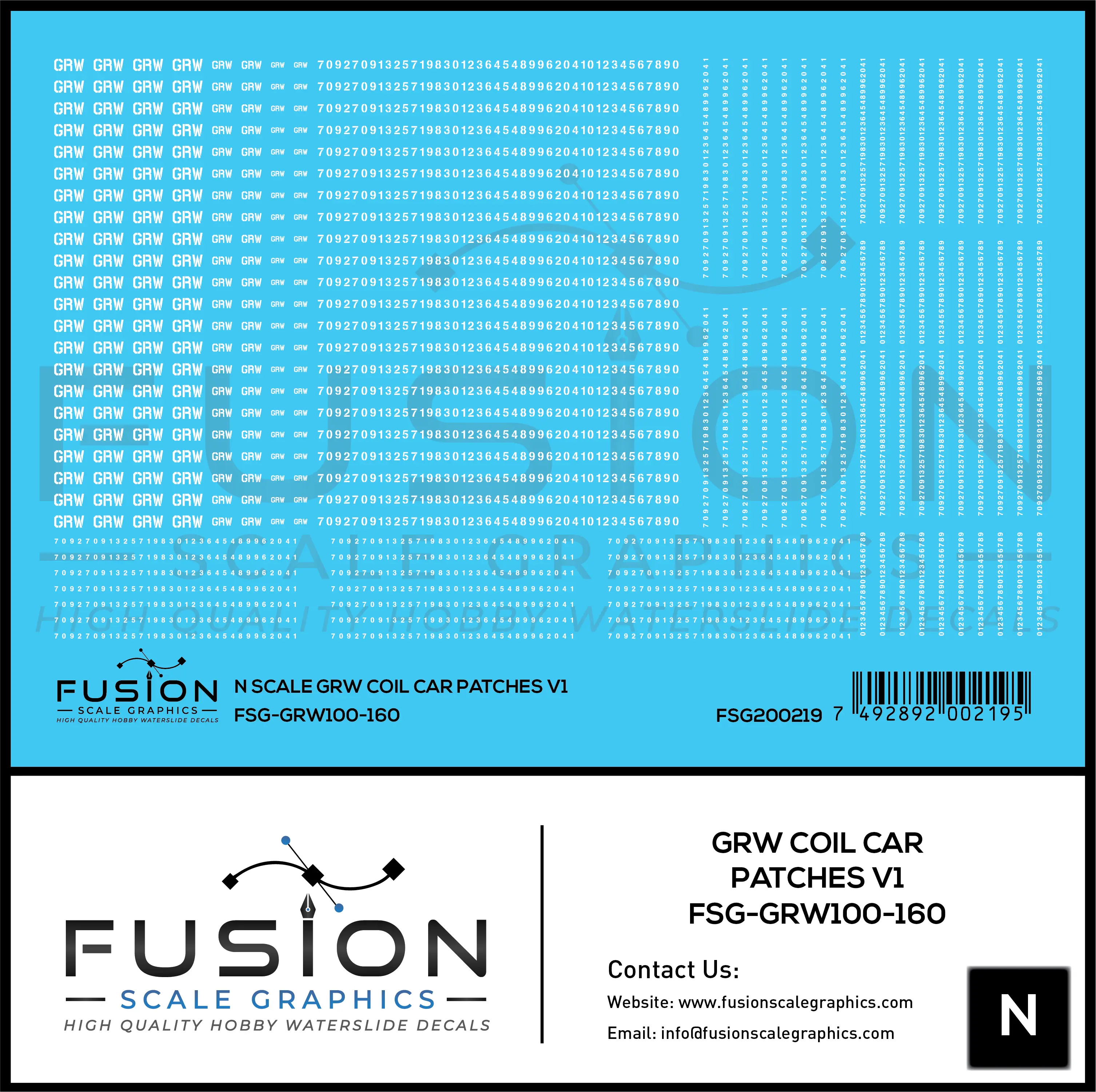 N Scale GRW Ex EJE Coil Cars Patch Decal Set Fusion Scale Graphics