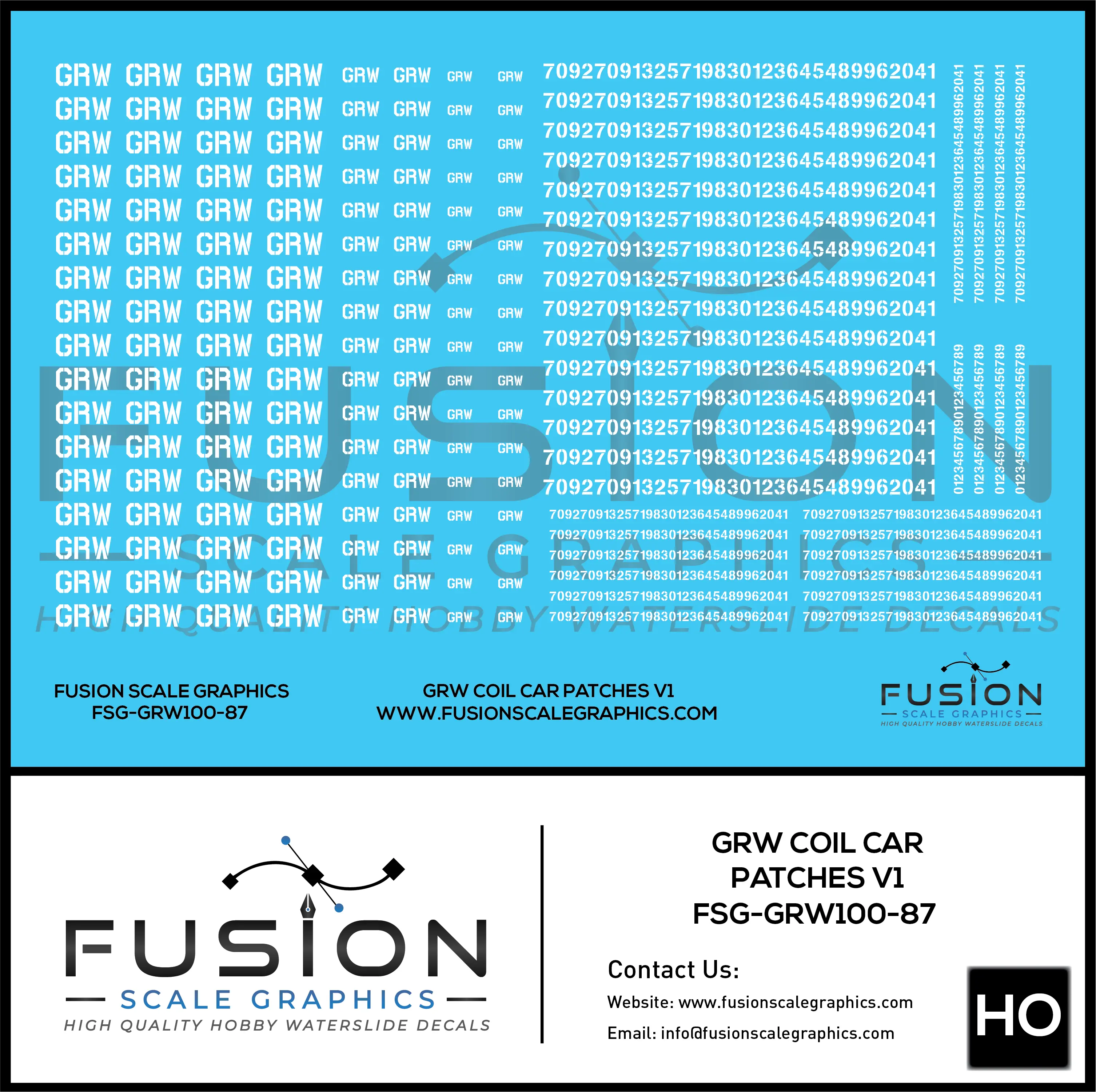 HO Scale GRW Ex EJE Coil Cars Patch Decal Set Fusion Scale Graphics