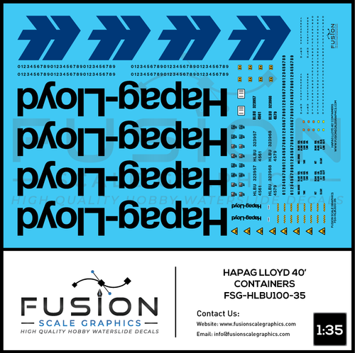 1:35 Scale Hapag-Lloyd 40' Shipping Container Decal Set Fusion Scale Graphics