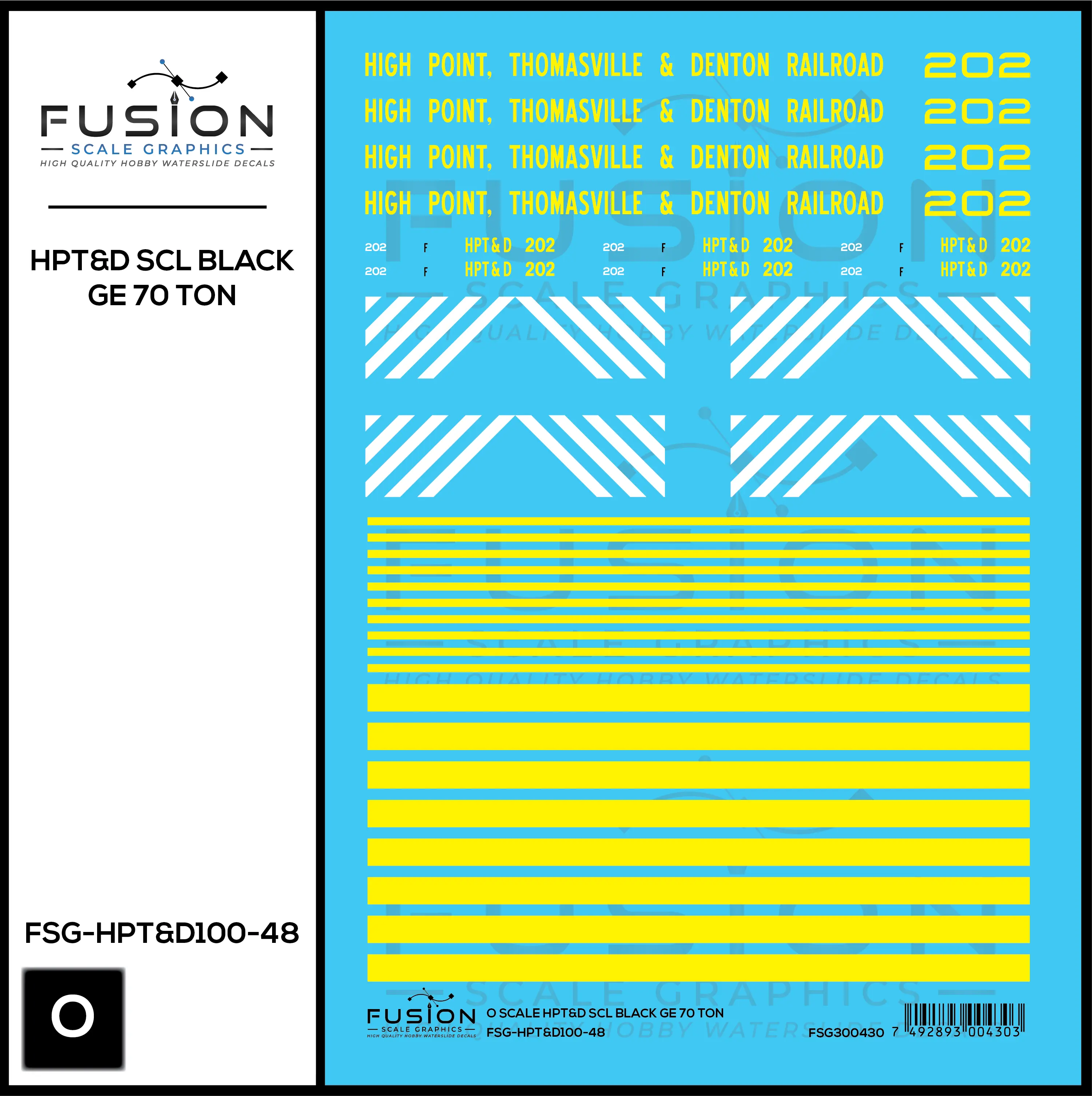 O Scale High Point Thomasville & Denton Railroad SCL Black GE 70 Ton Switcher Locomotive Decal Set Fusion Scale Graphics