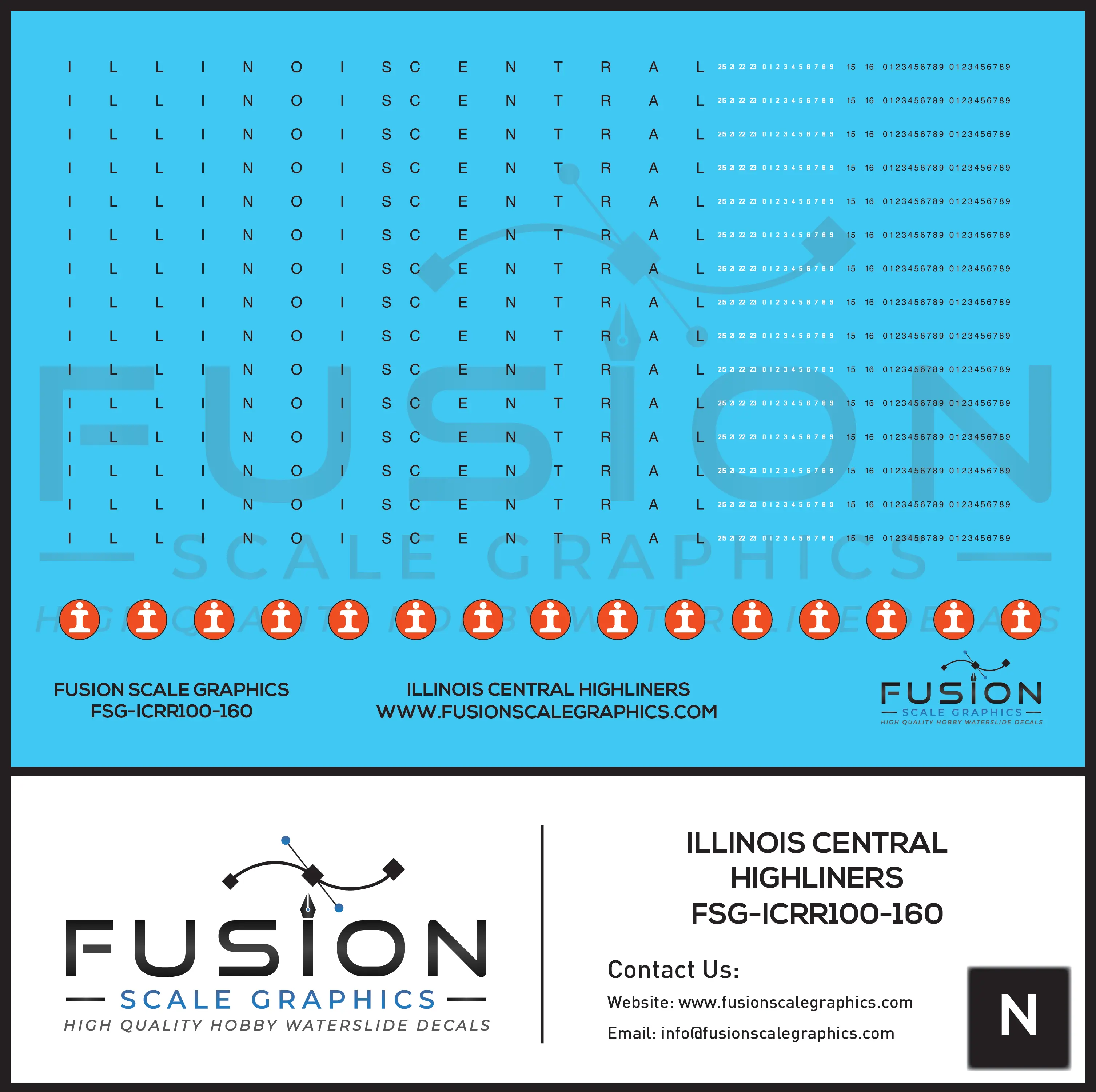 N Scale Illinois Central Railroad Highliner Decal Set Fusion Scale Graphics