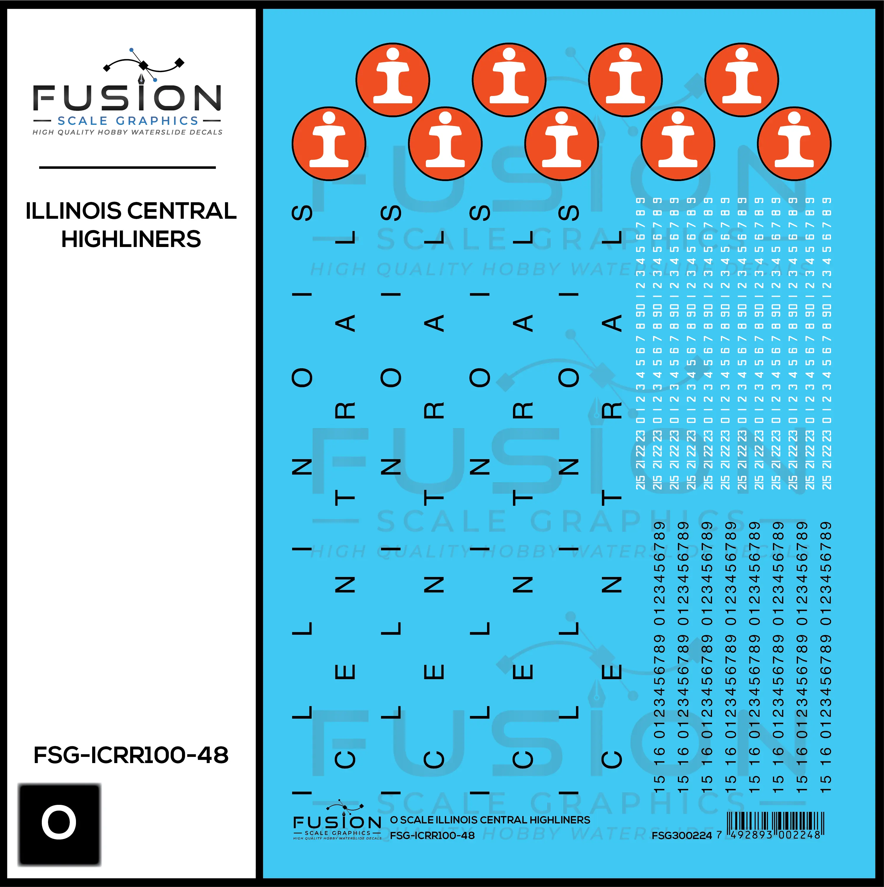 O Scale Illinois Central Railroad Highliner Decal Set Fusion Scale Graphics