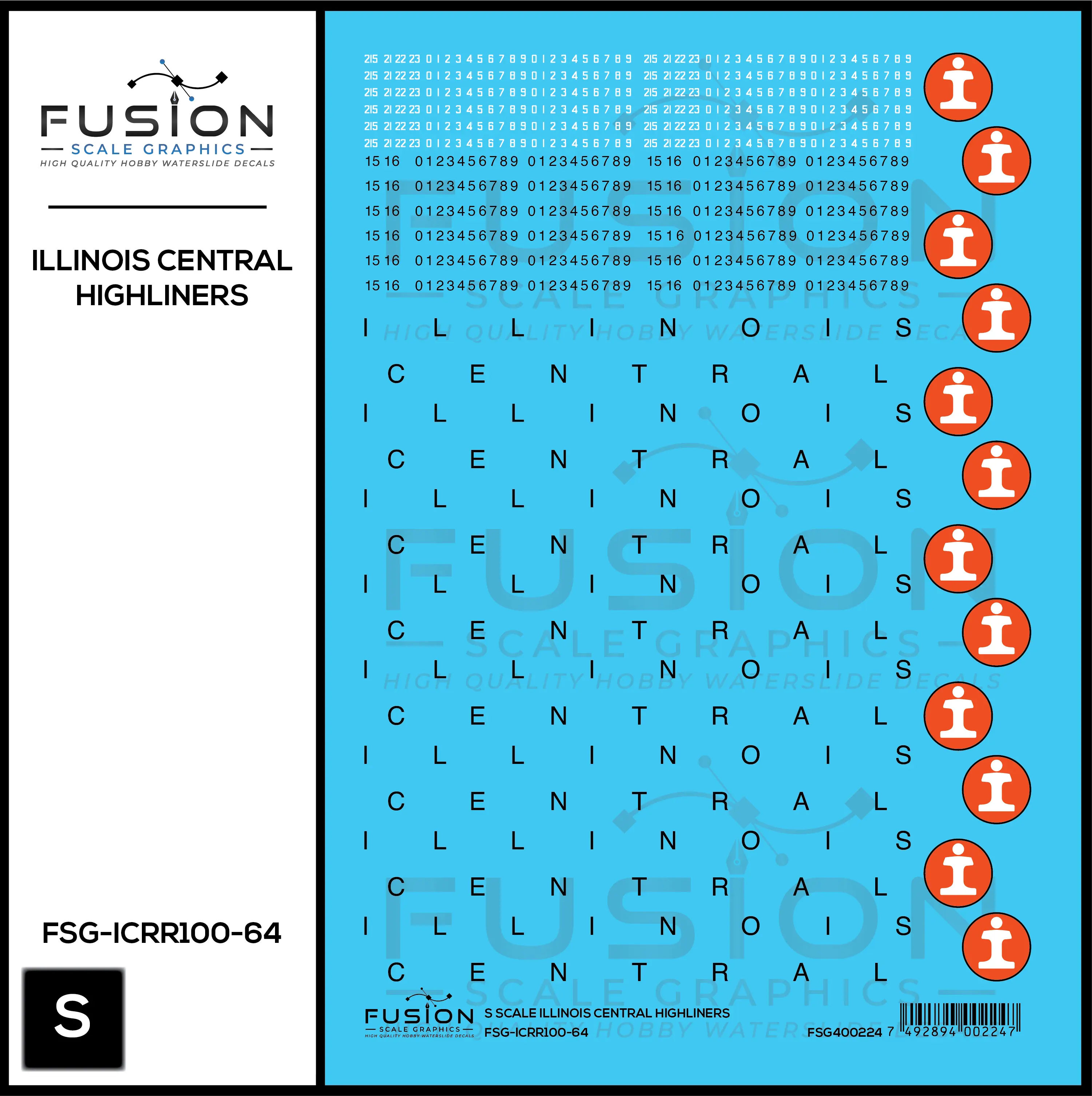 S Scale Illinois Central Railroad Highliner Decal Set Fusion Scale Graphics