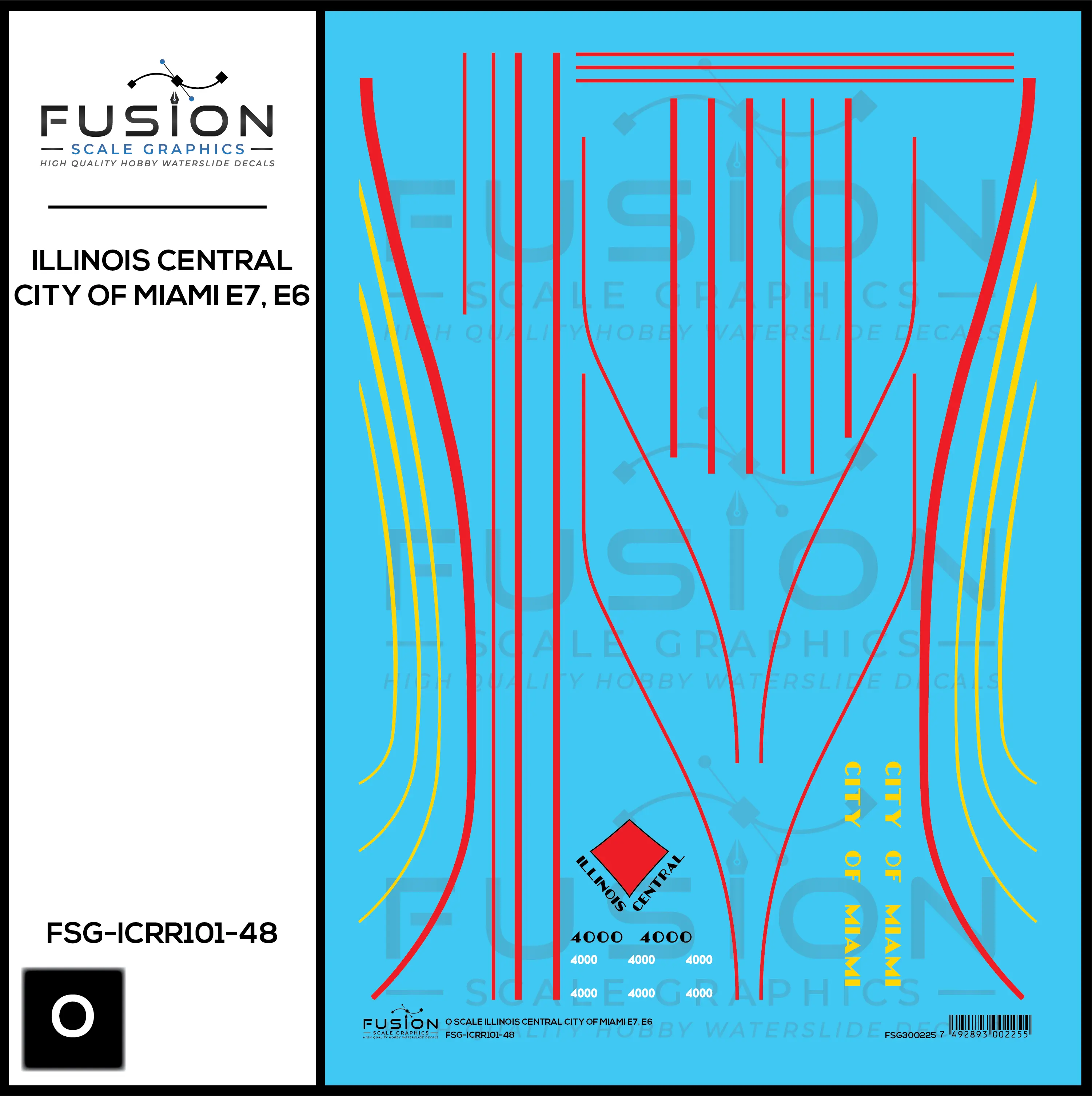 O Scale Illinois Central City of Miami EMD E6 Locomotive Decal Set Fusion Scale Graphics