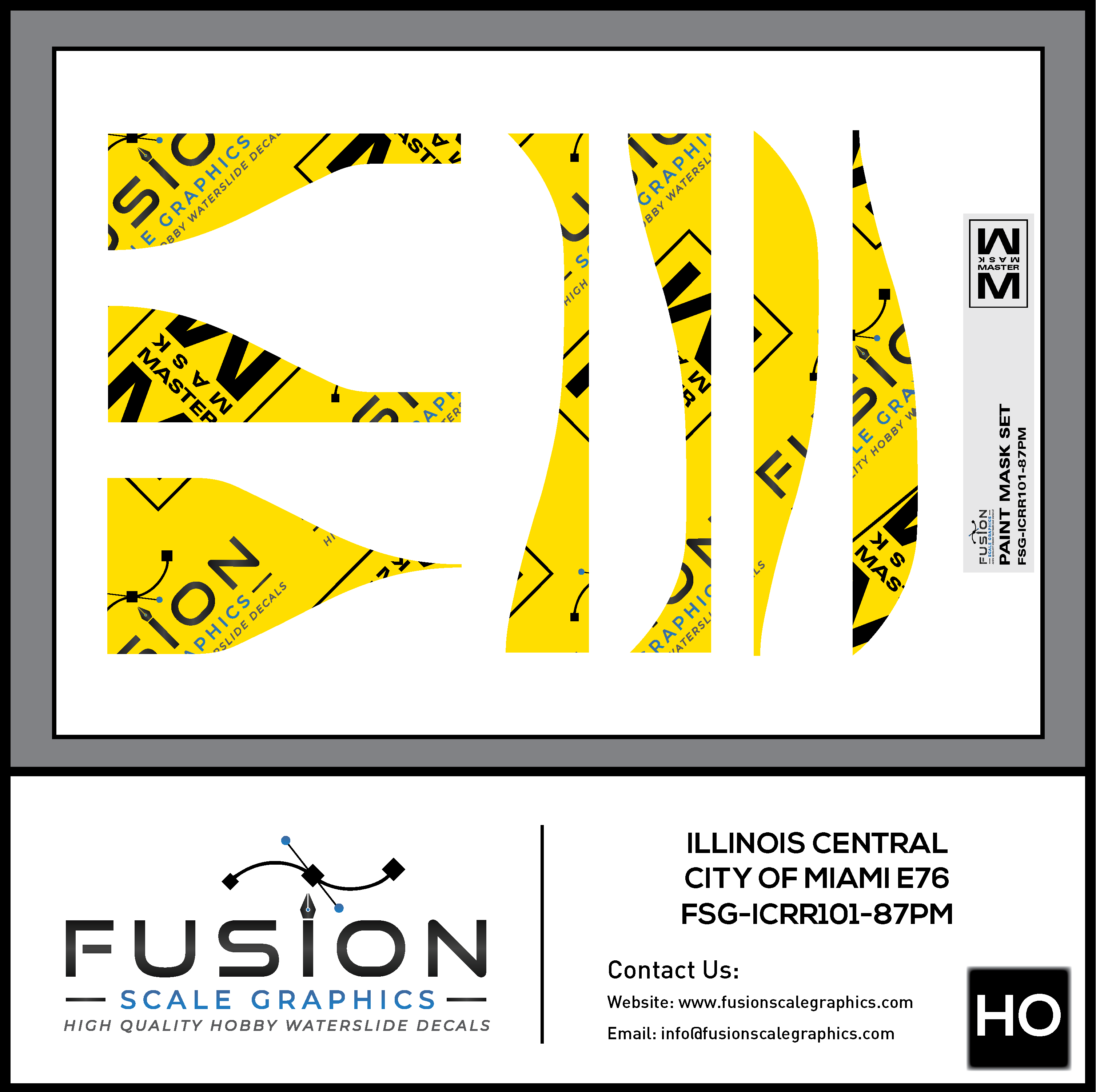 HO Scale Illinois Central City of Miami EMD E6 Locomotive Paint Masking Set Fusion Scale Graphics