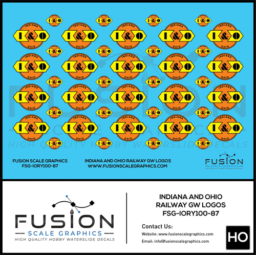 HO Scale Indiana and Ohio Railway GW Railroad Logos Decal Set Fusion Scale Graphics