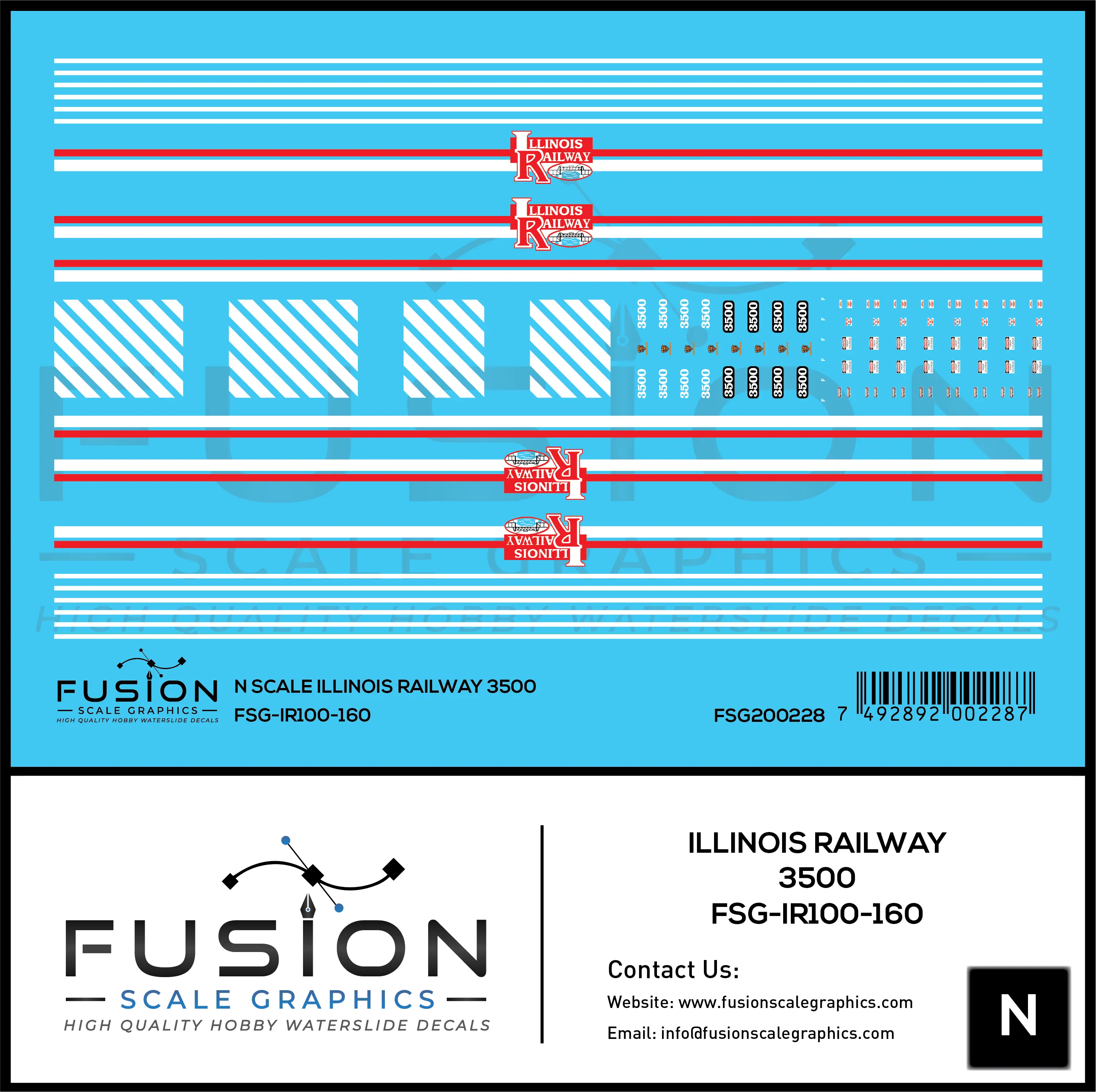 N Scale Illinois Railway EMD GP35 Locomotive Decal Set Fusion Scale Graphics