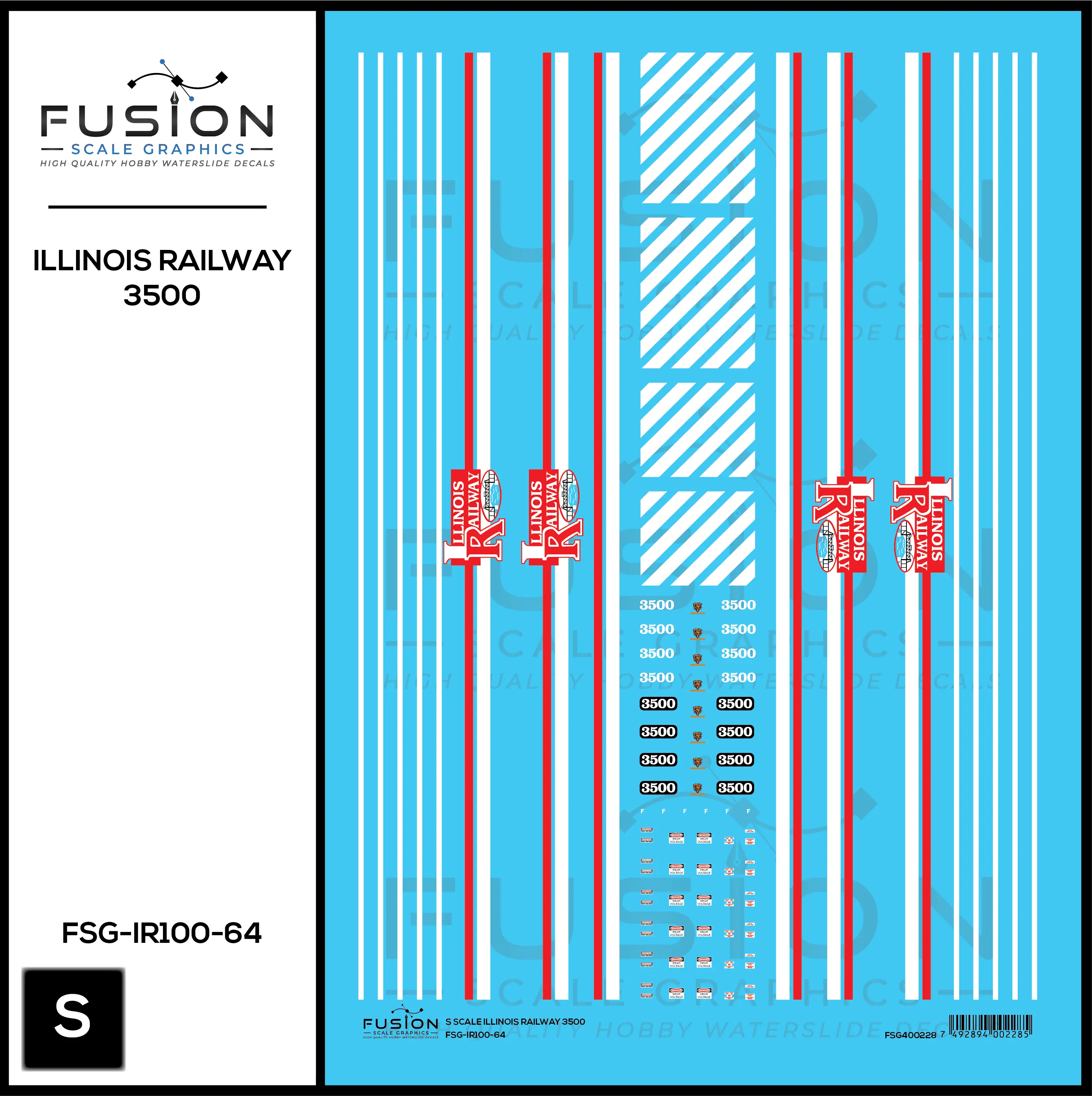 S Scale Illinois Railway EMD GP35 Locomotive Decal Set Fusion Scale Graphics