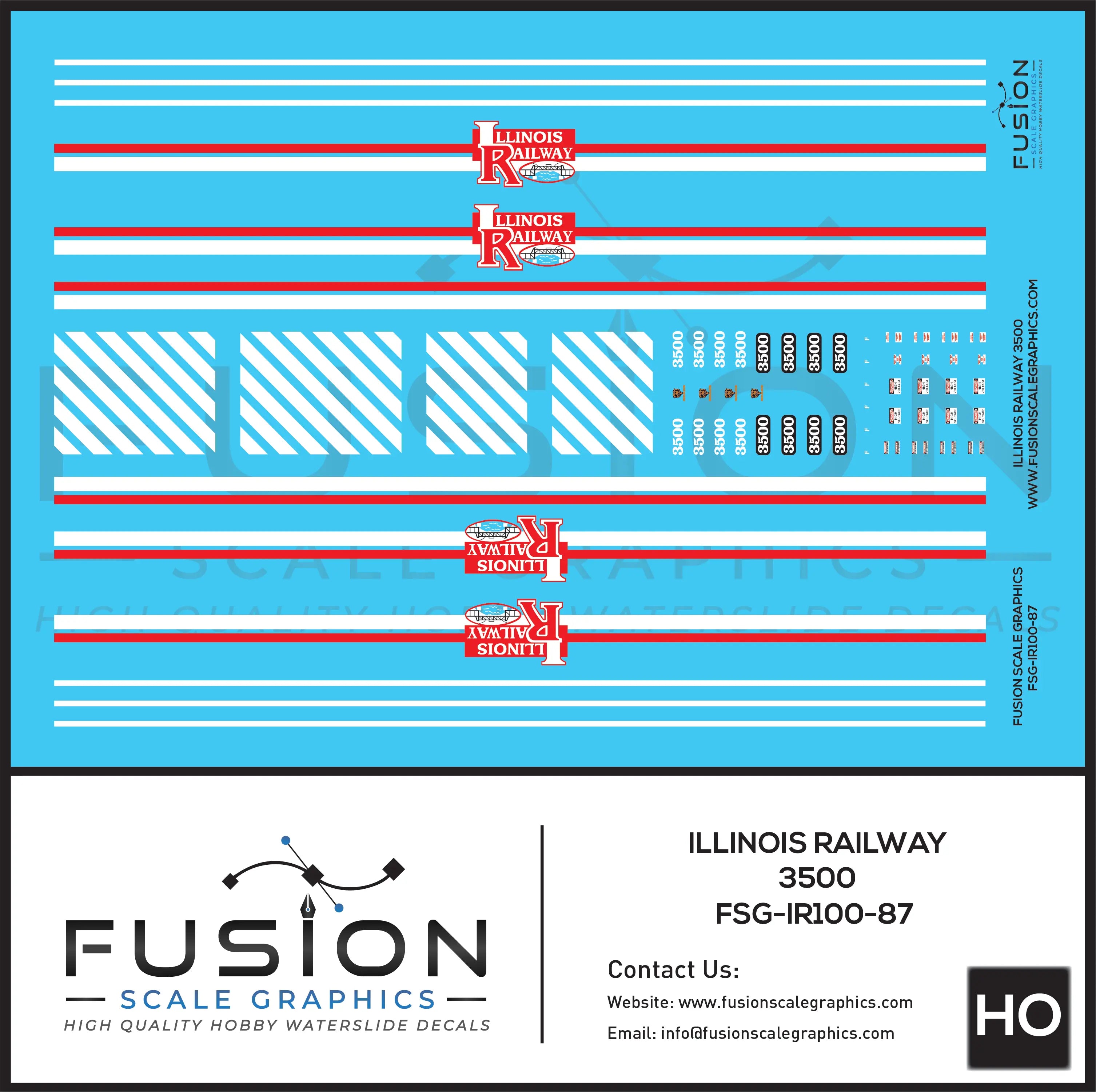 HO Scale Illinois Railway EMD GP35 Locomotive Decal Set Fusion Scale Graphics