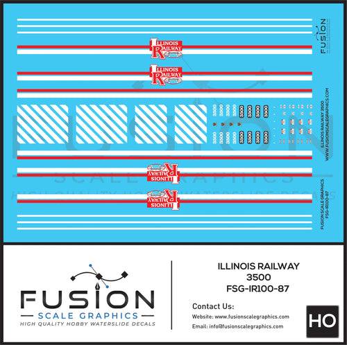 HO Scale Illinois Railway EMD GP35 Locomotive Decal Set Fusion Scale Graphics